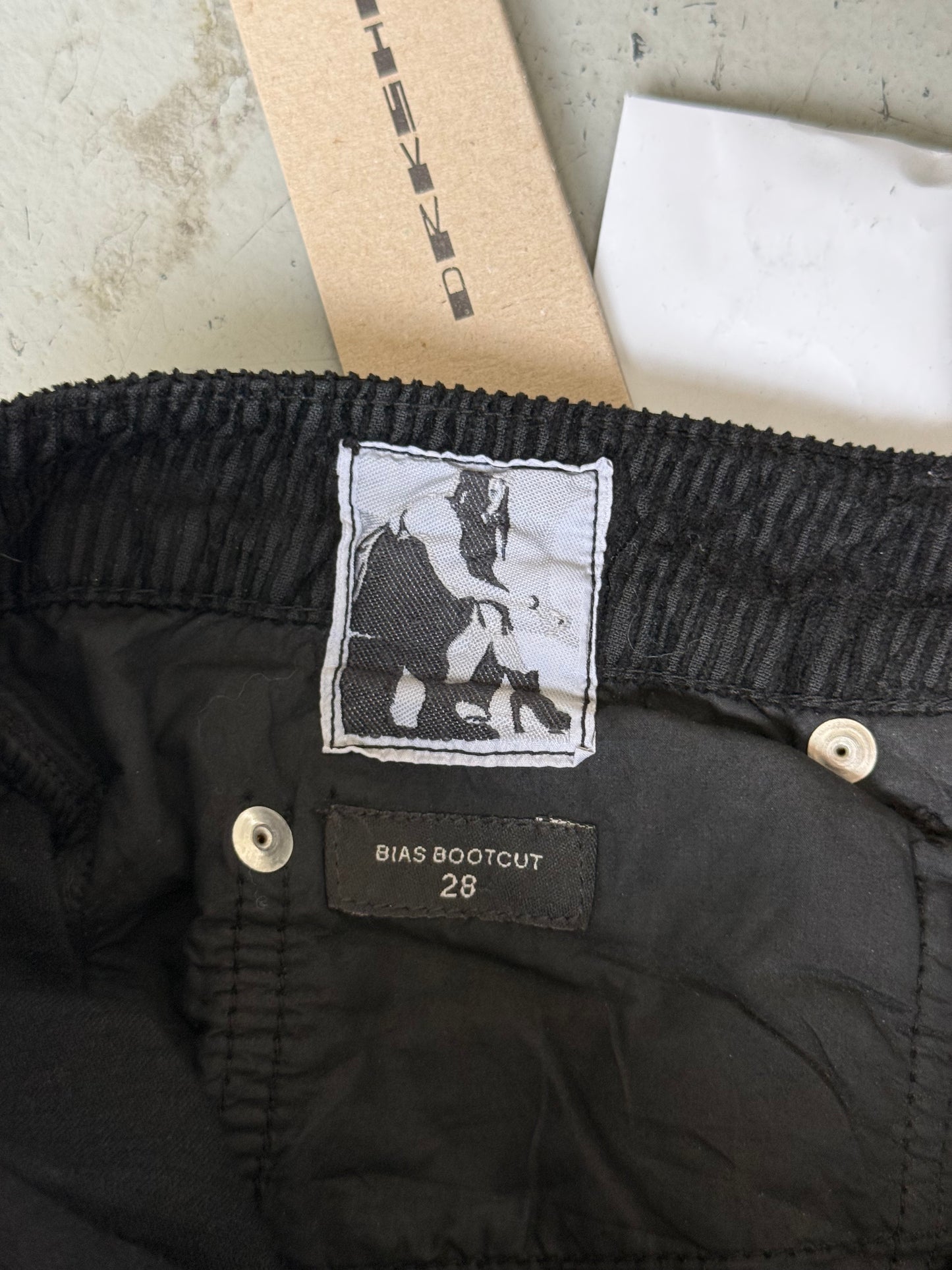 Rick Owens FW24 Black Bias Bootcut Corduroy (28)