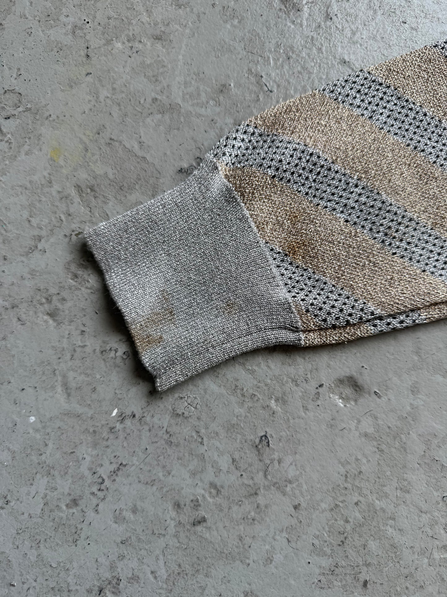 Maison Margiela Metallic Spiral Silver Knit Sweater (M)