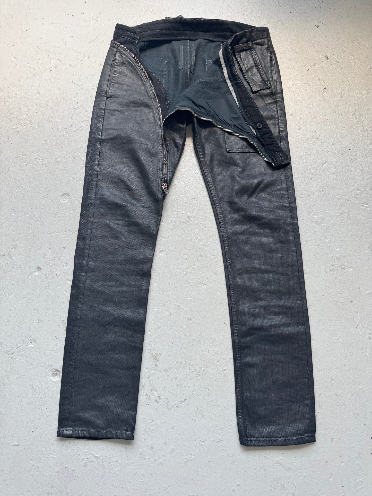 Rick Owens DRKSHDW SS16 Waxed Aircut Denim (L)