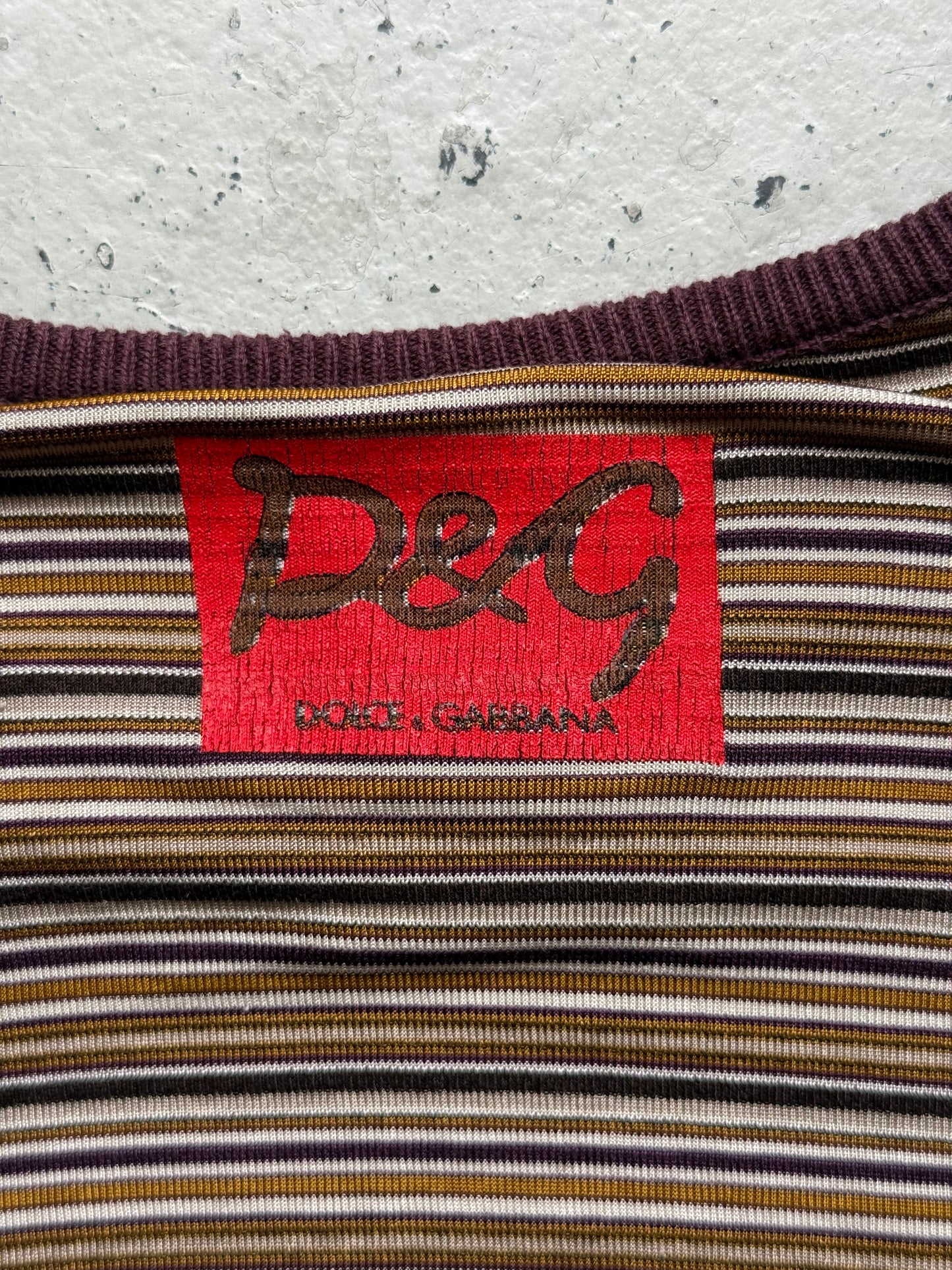 Dolce & Gabbana Maroon Striped Long Sleeve Shirt (M)