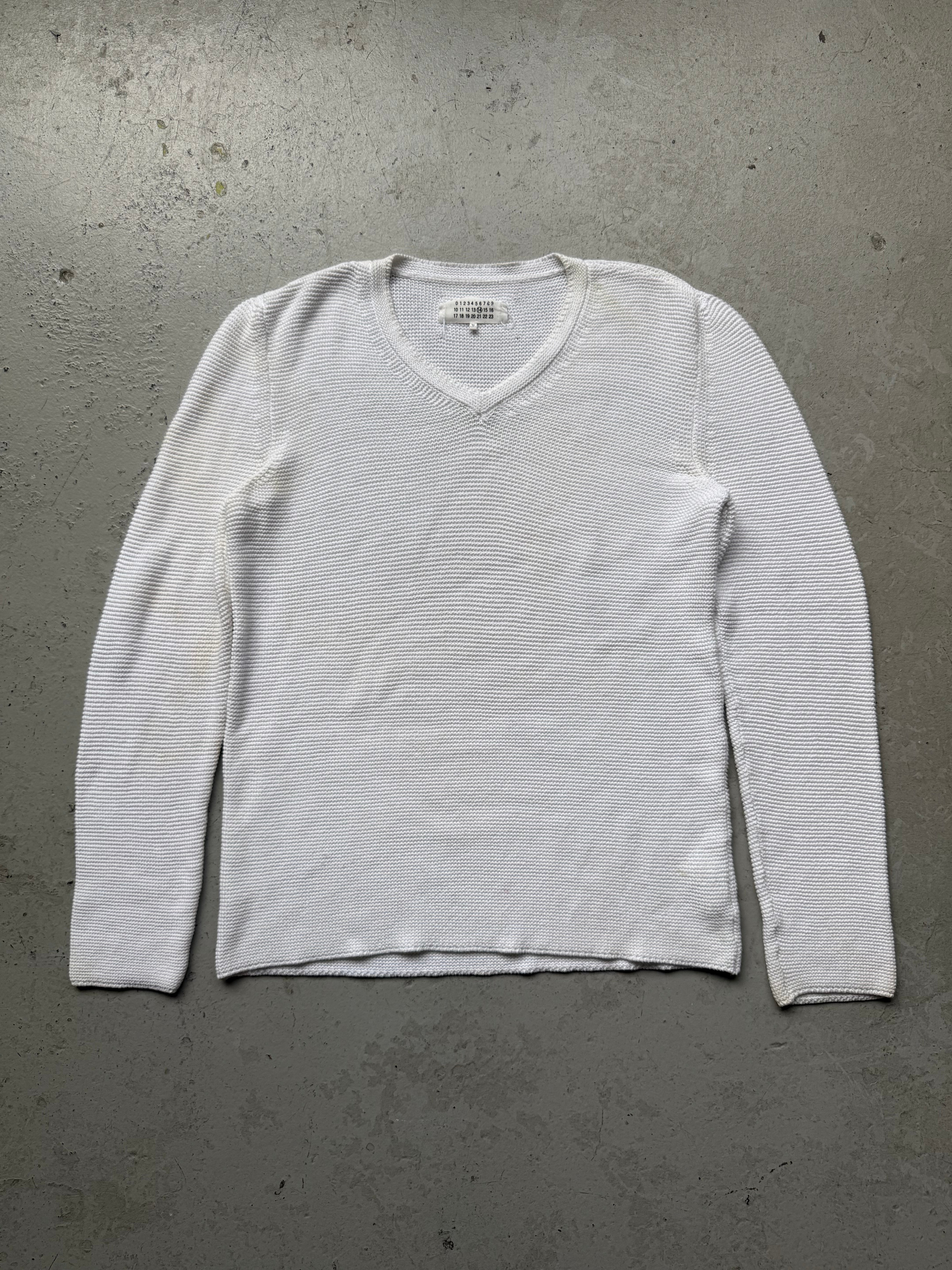 Maison Martin Margiela 14SS White V Neck Knit (XL) – marco sqrd