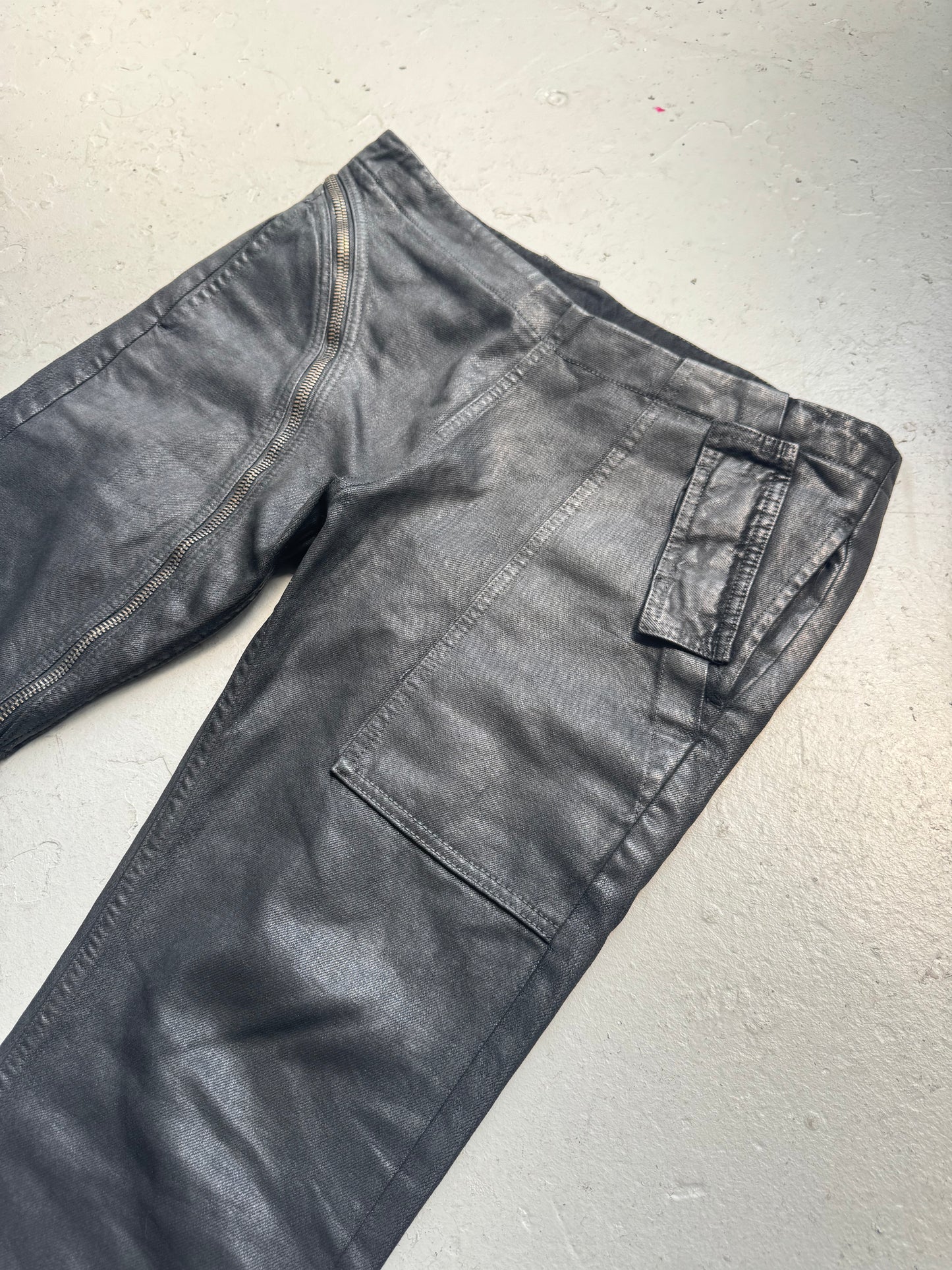 Rick Owens DRKSHDW SS16 Waxed Aircut Denim (L)