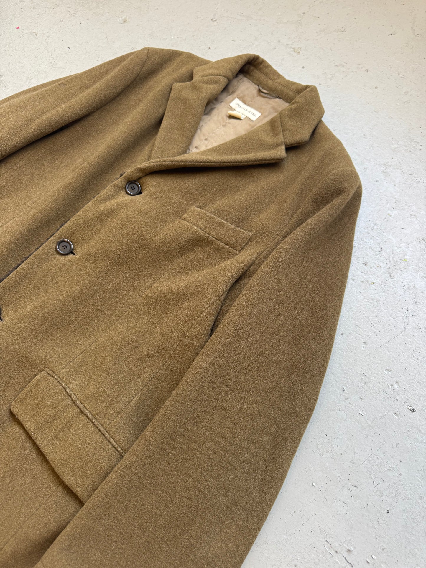 Dries Van Noten Olive Wool Trench Coat (50)