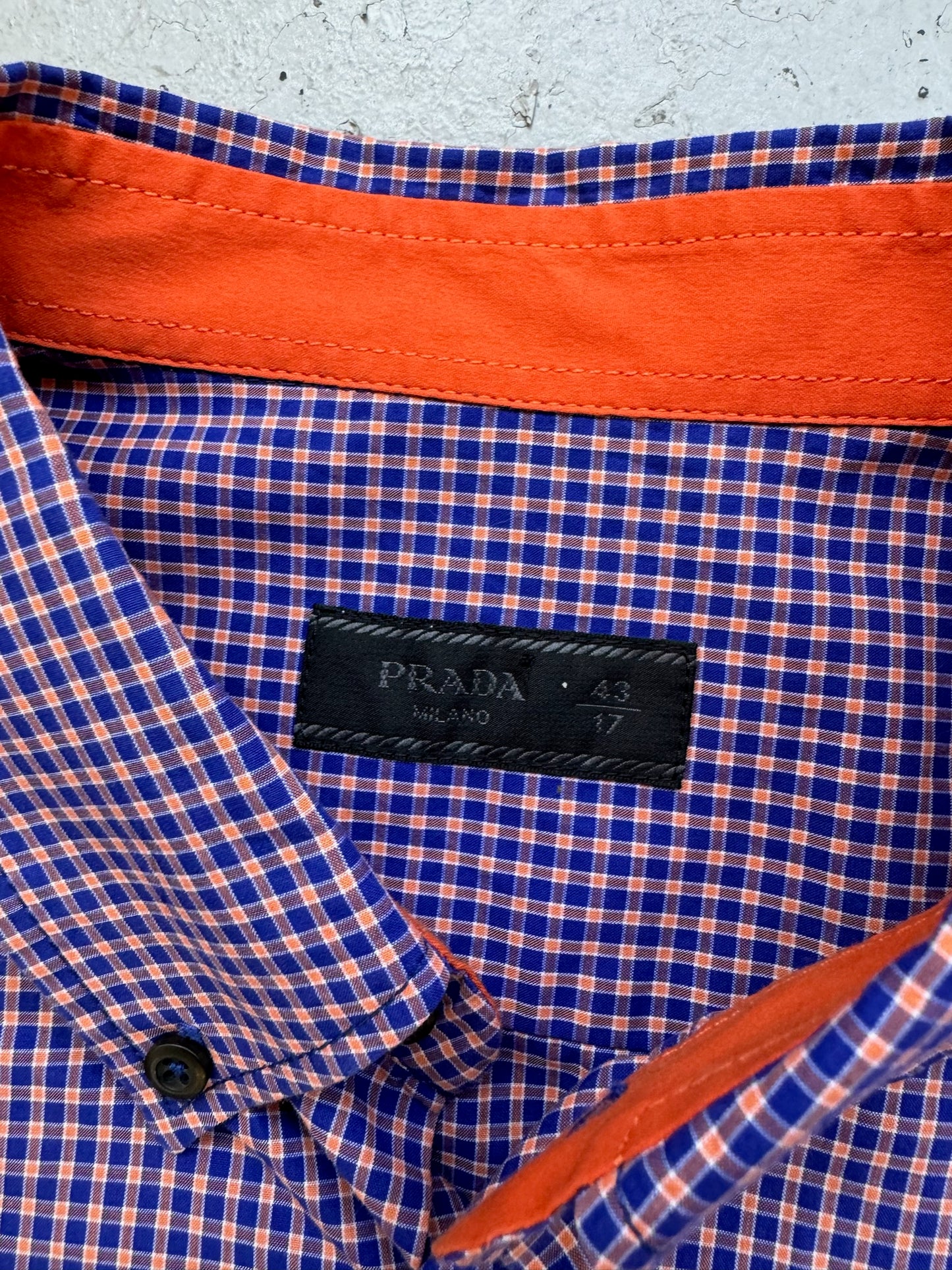 Prada Orange & Blue Long Sleeve Button Up (43/17)