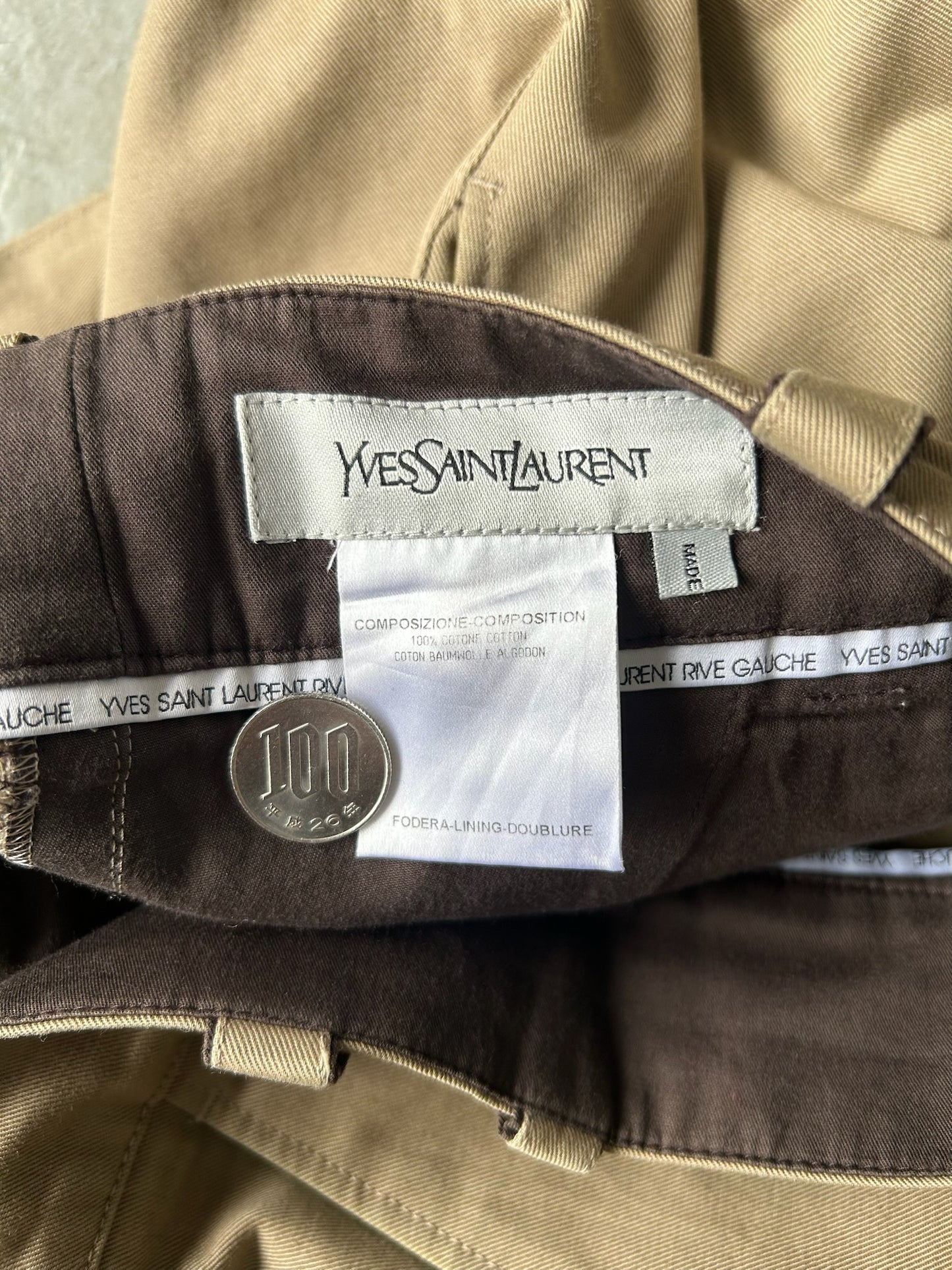 Yves Saint Laurent Rive Gauche Khacki Biker Pants (52)