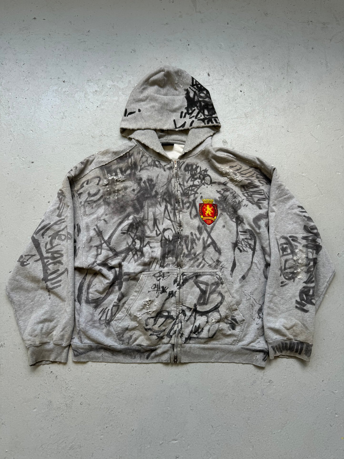 Balenciaga Grey Skater Zip Up Hoodie (L)