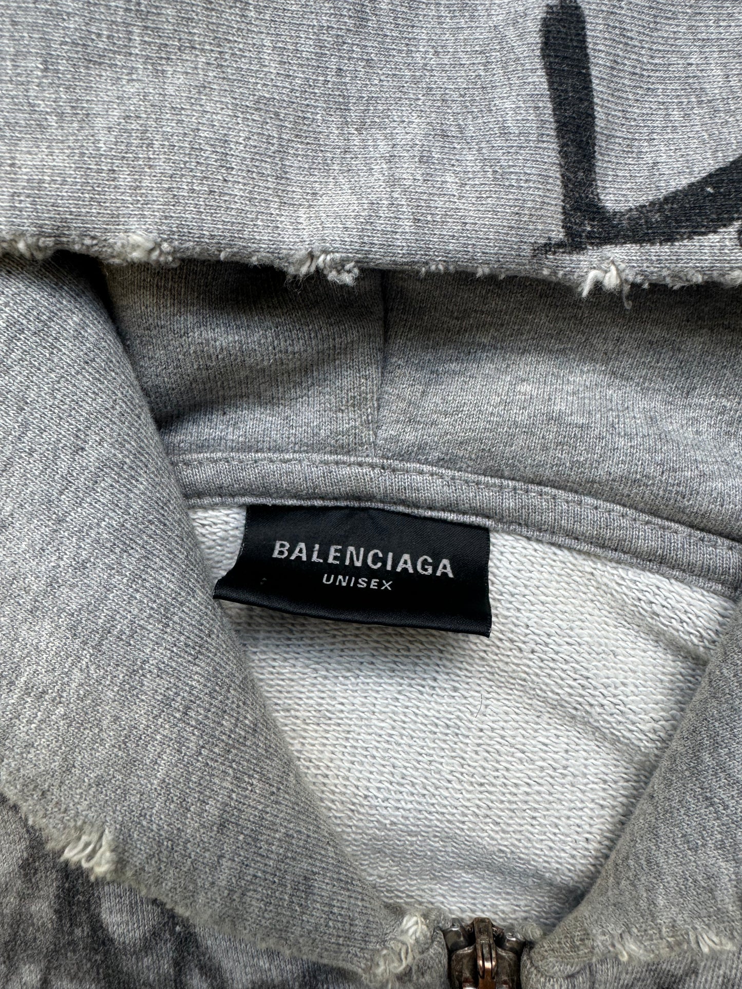 Balenciaga Grey Skater Zip Up Hoodie (L)