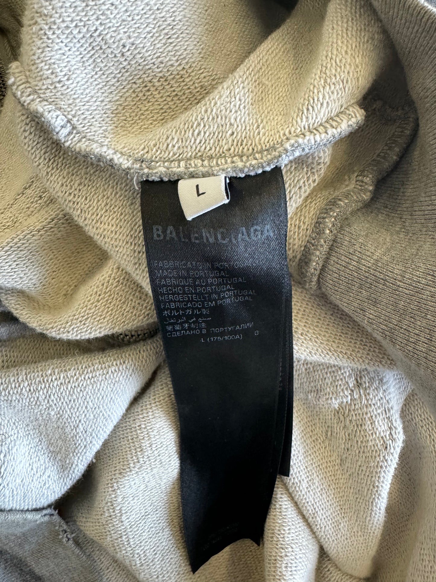 Balenciaga Grey Skater Zip Up Hoodie (L)
