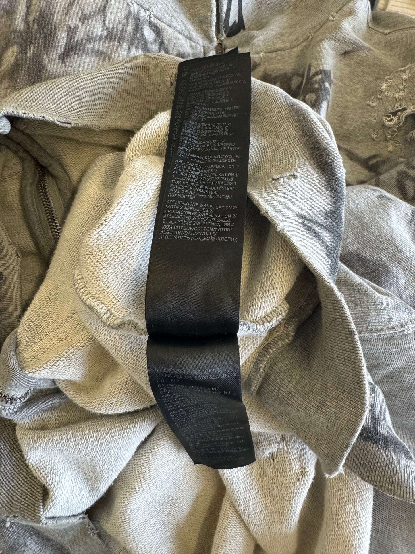 Balenciaga Grey Skater Zip Up Hoodie (L)