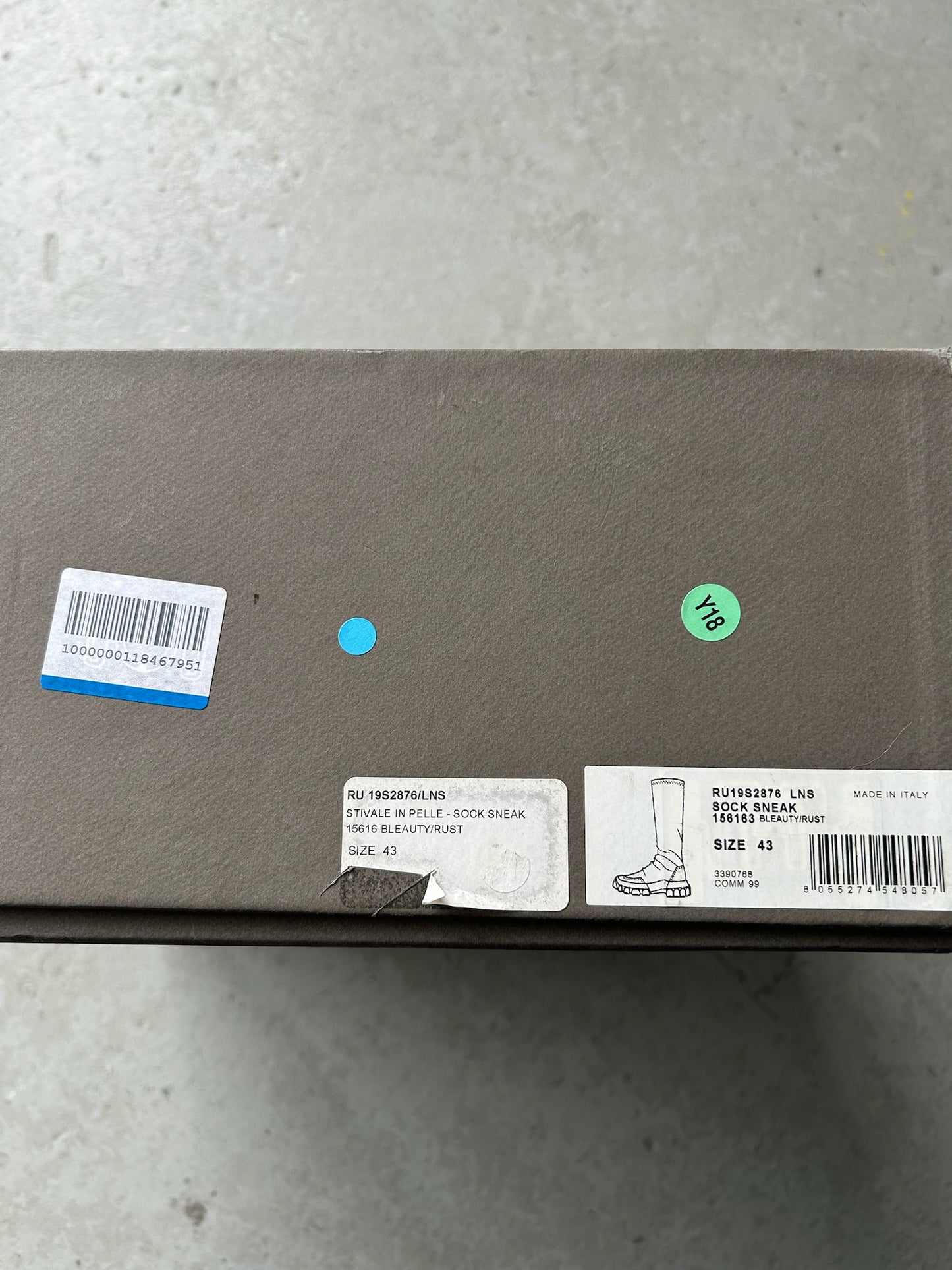 Rick Owens Tractor Bleuty/Rust Sock Boots (43)