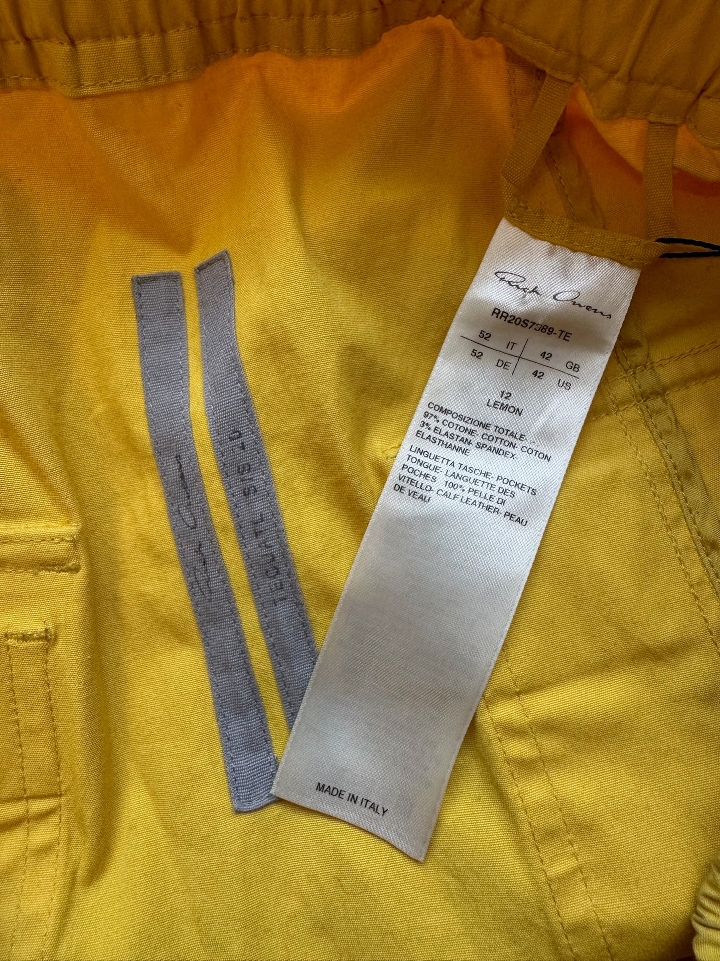 Rick Owens SS20 Tecuatl Lemon Baushaus Cargo Shorts (52)