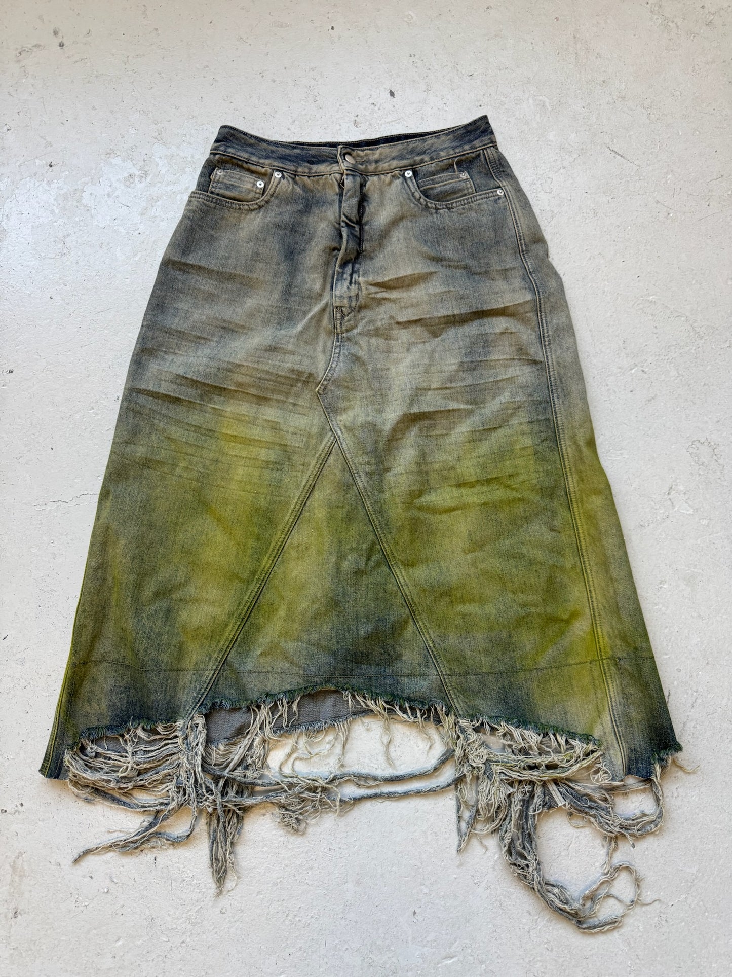 Rick Owens FW23 Luxor Pearl/Acid Degrade Godet Skirt (30)
