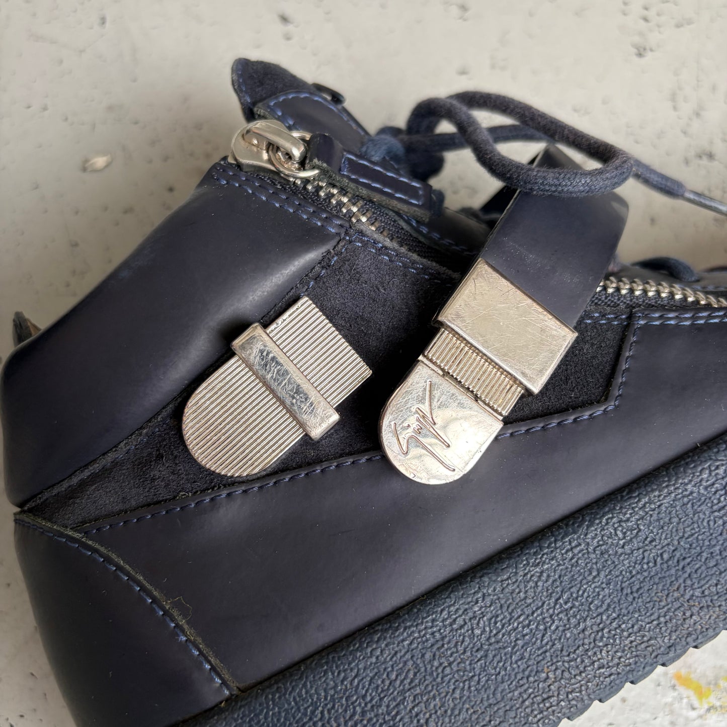 Giuseppe Zanotti Navy Clasp Sneakers (41)
