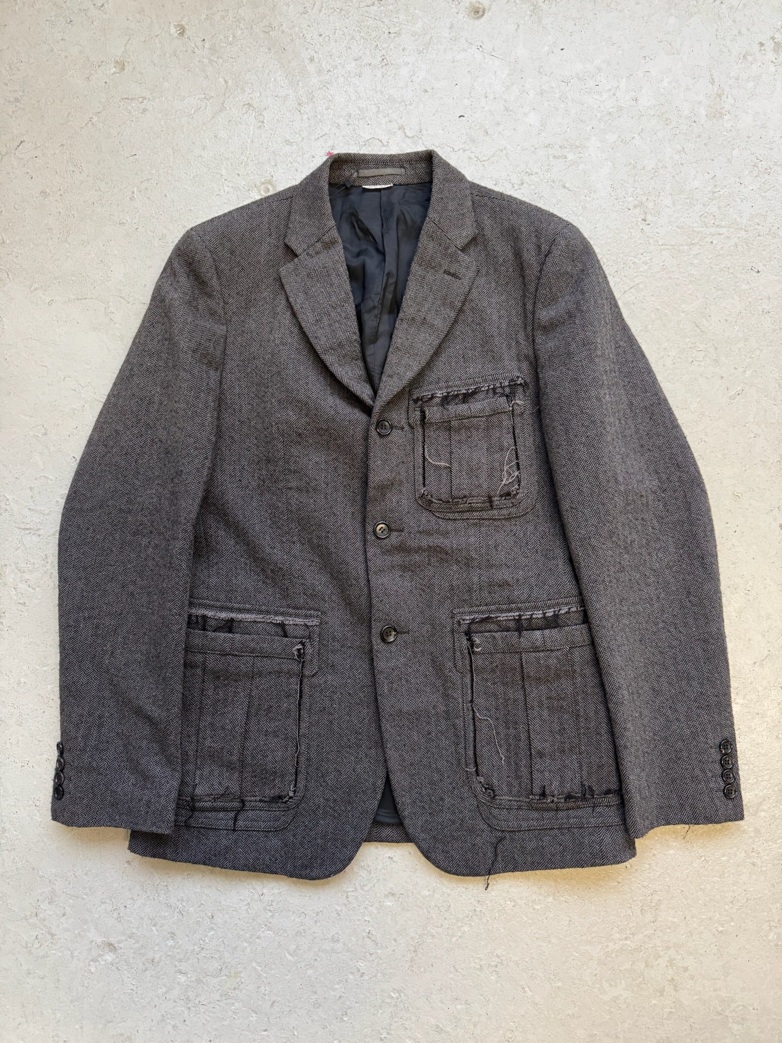 Comme Des Garçons Homme Deux 2023 Grey Distressed Blazer (L