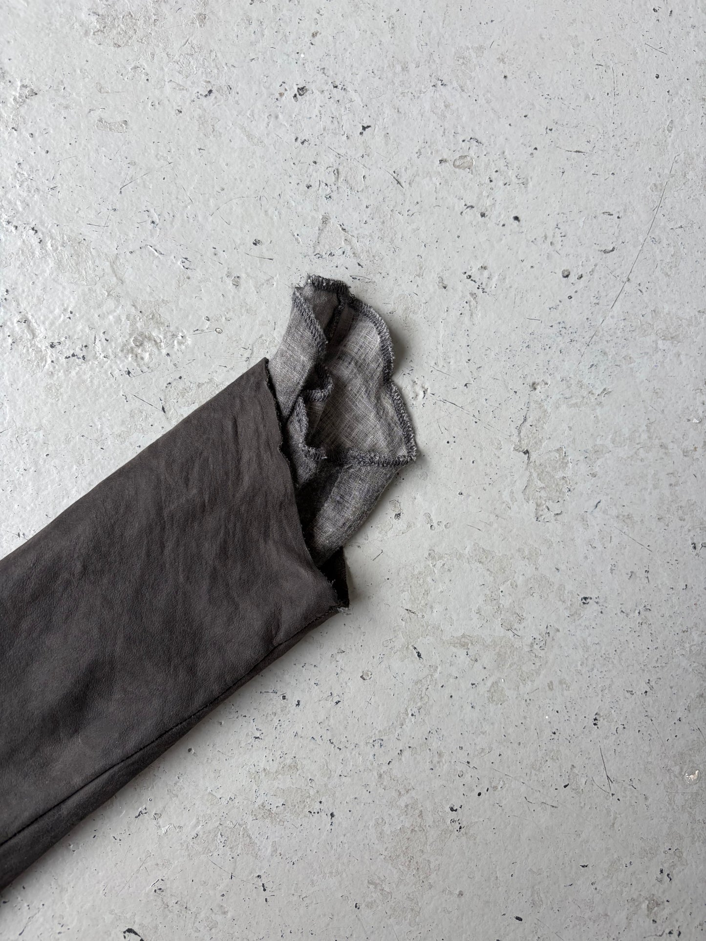 Isaac Sellam Experience Grey Asymmetrical Zip Leather Jacket (M)