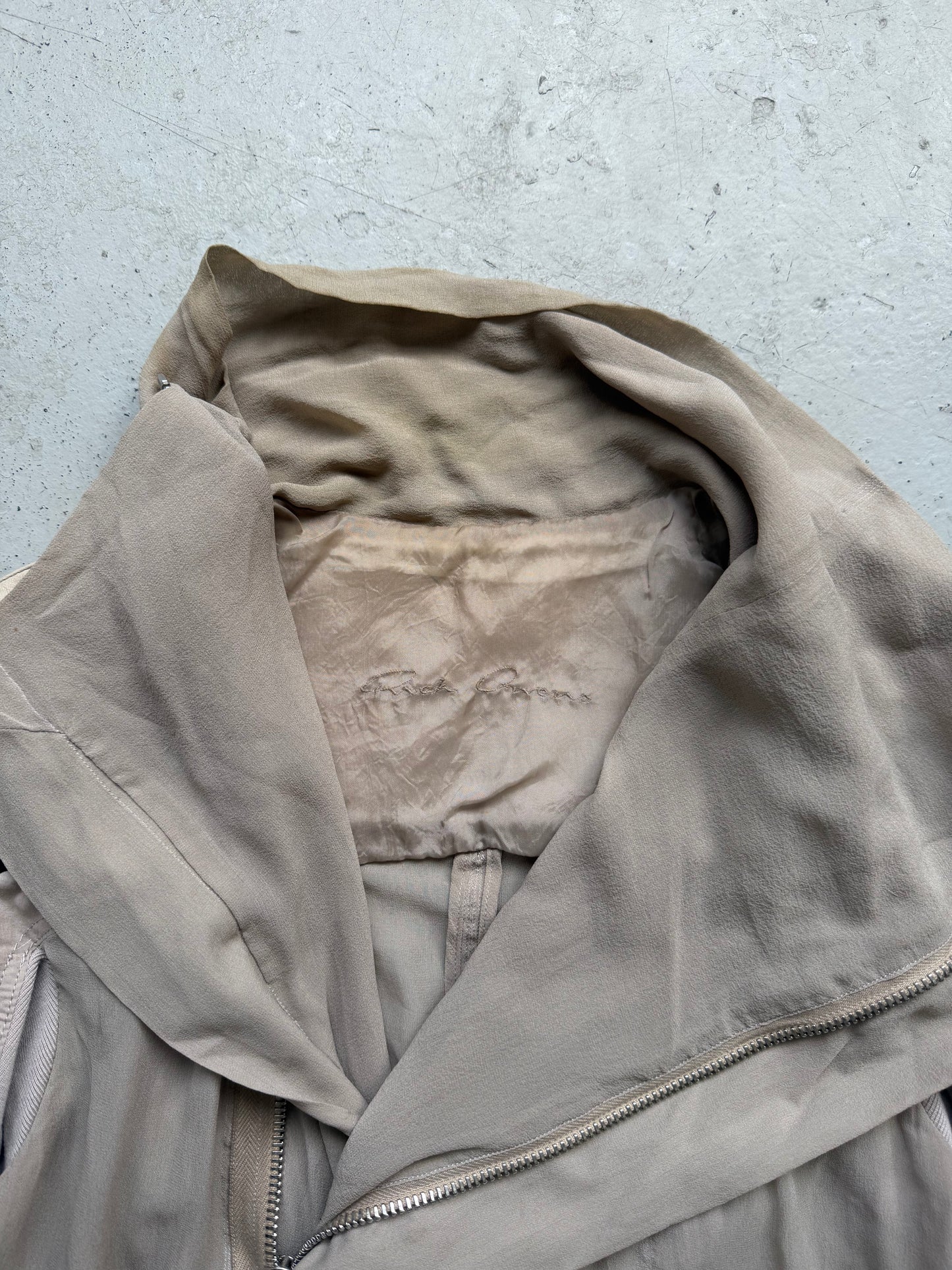 Rick Owens 2015 Silk Chiffon Paneled Moto Jacket (S)