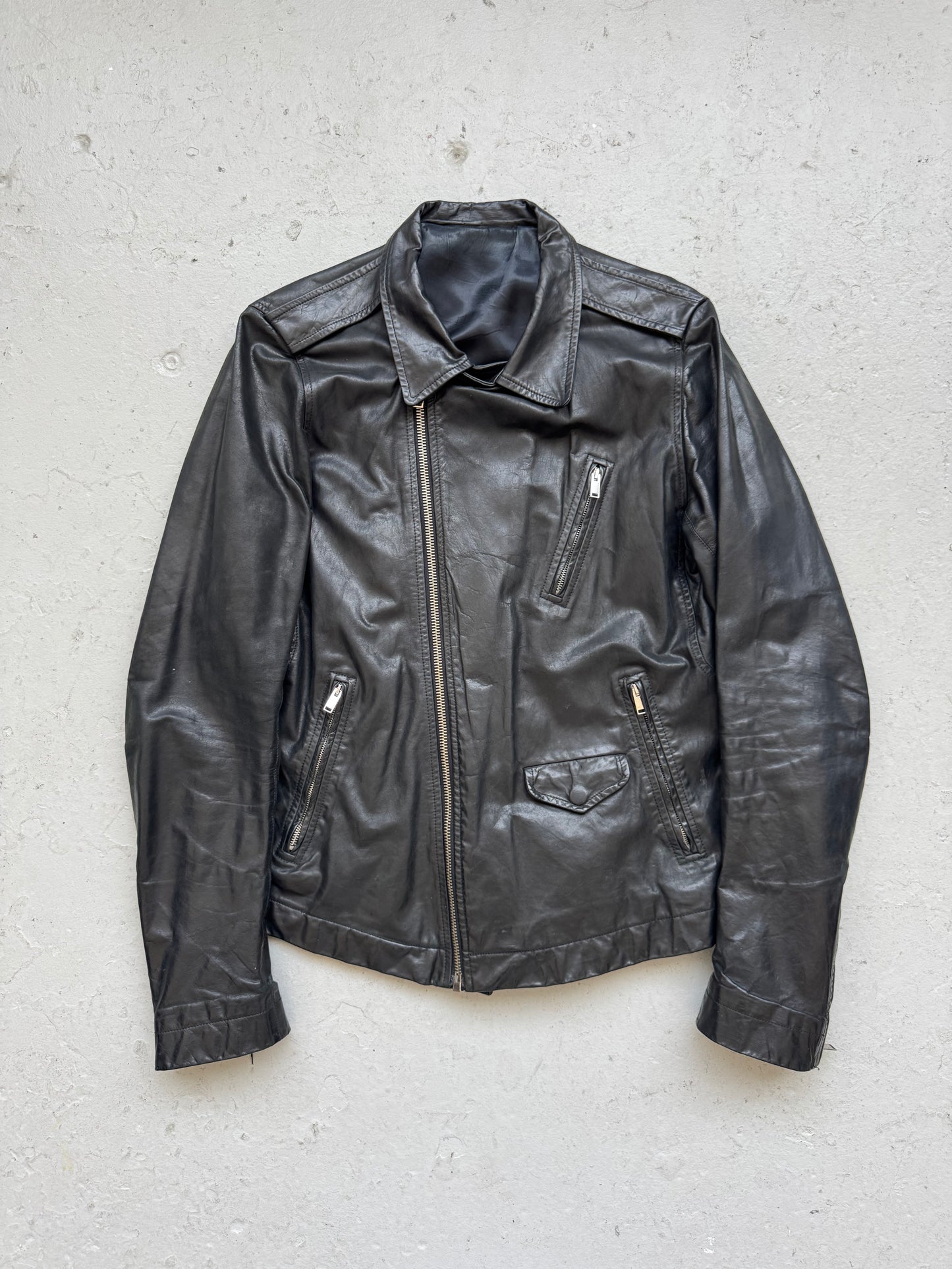 Rick Owens Black Leather Stooges Jacket (M)