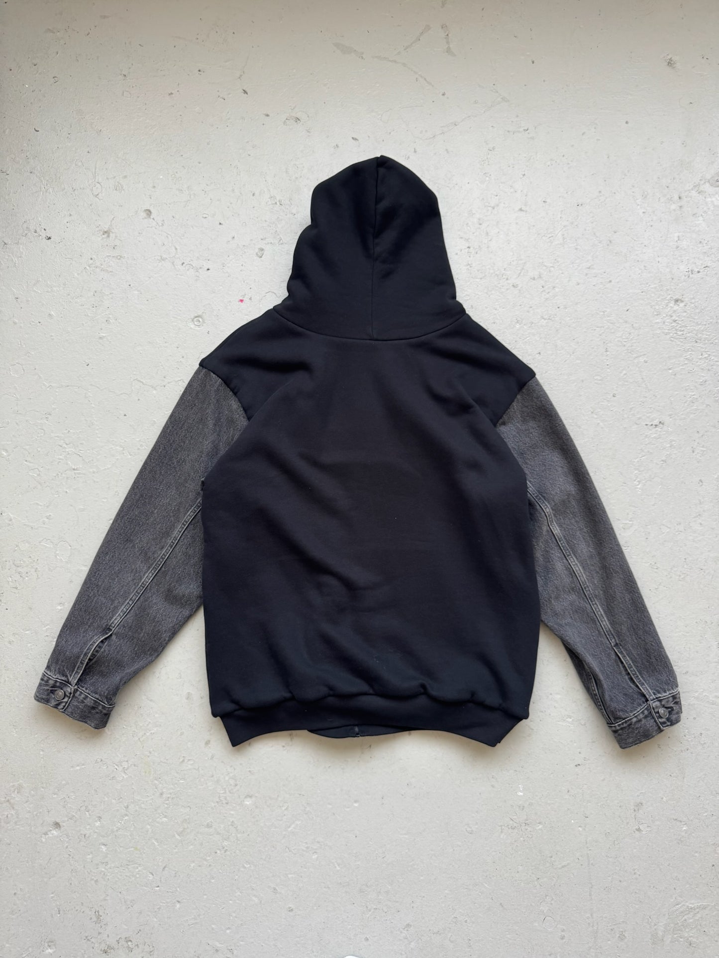 Balenciaga Twinset Denim Sleeve Hooded Jacket (46)