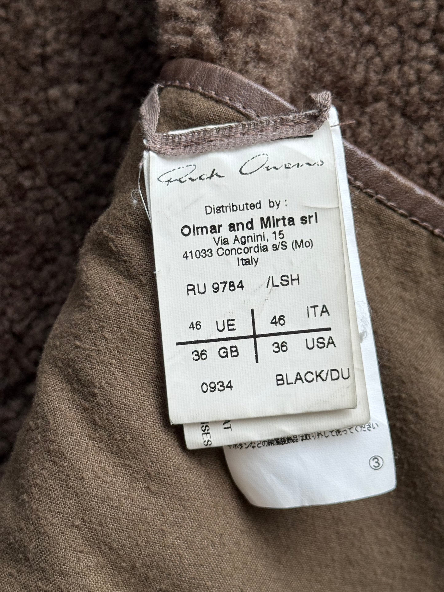 Rick Owens Calf and Lamb Sherling Jacket (46)