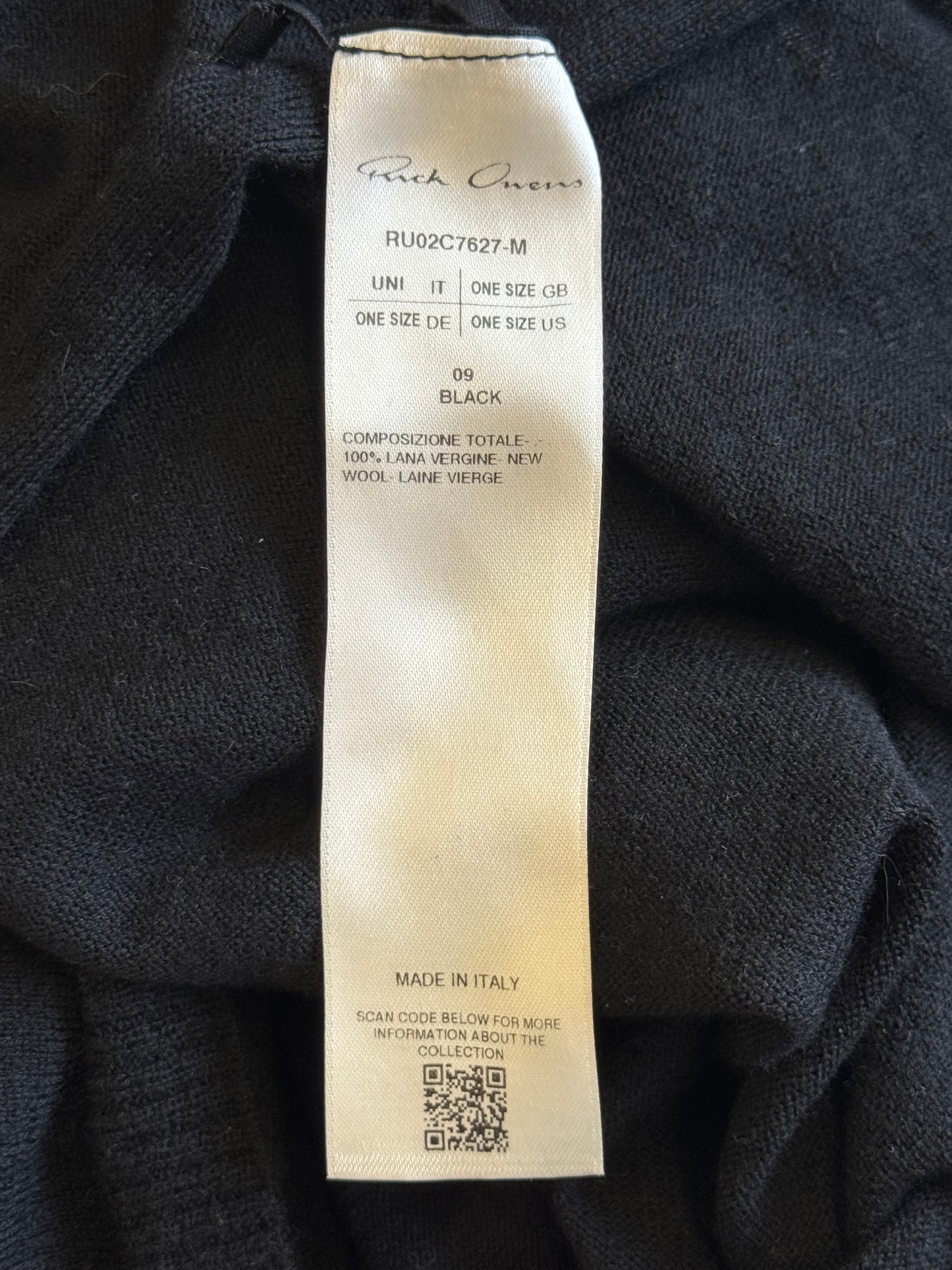 Rick Owens FW23 Luxor Black Cashmere Sweater (OS)