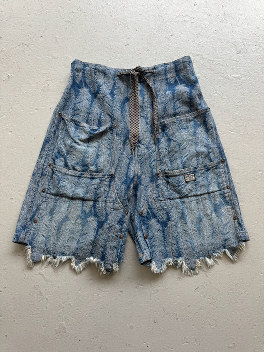 Kapital  Denim Double Knee Feather Shorts (4)