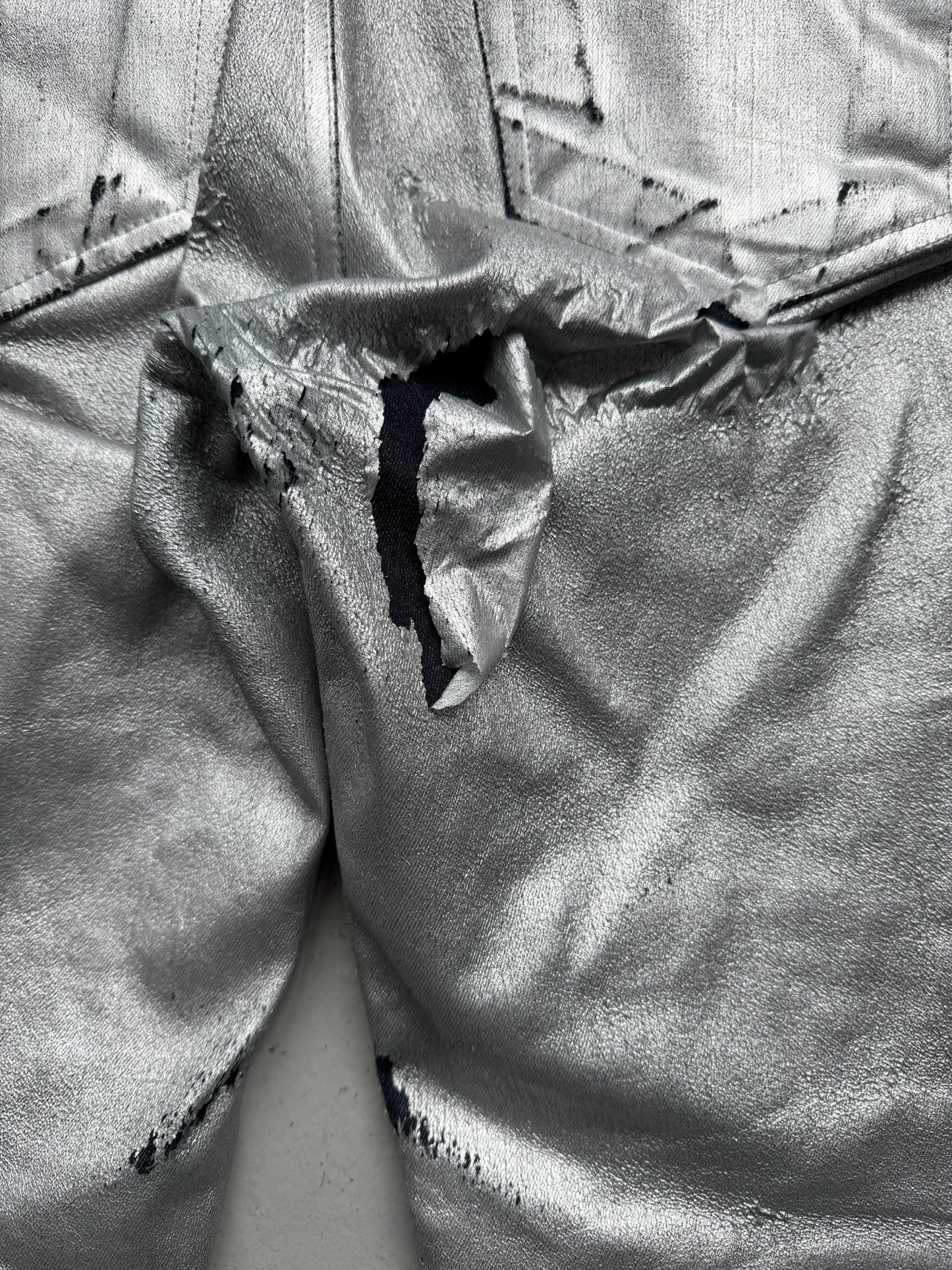 Rick Owens DRKSHDW FW19 Aluminum Waxed Nagakin Jeans (M)