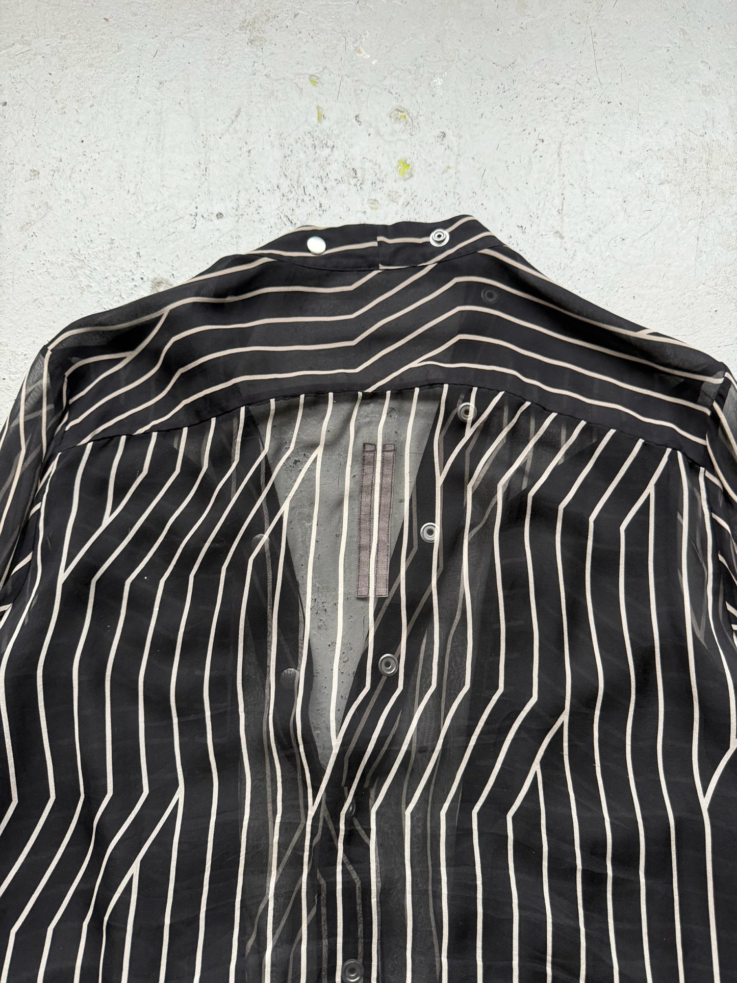 Rick Owens SS23 EDFU Fog Pocket Silk Striped Larry Shirt (46)