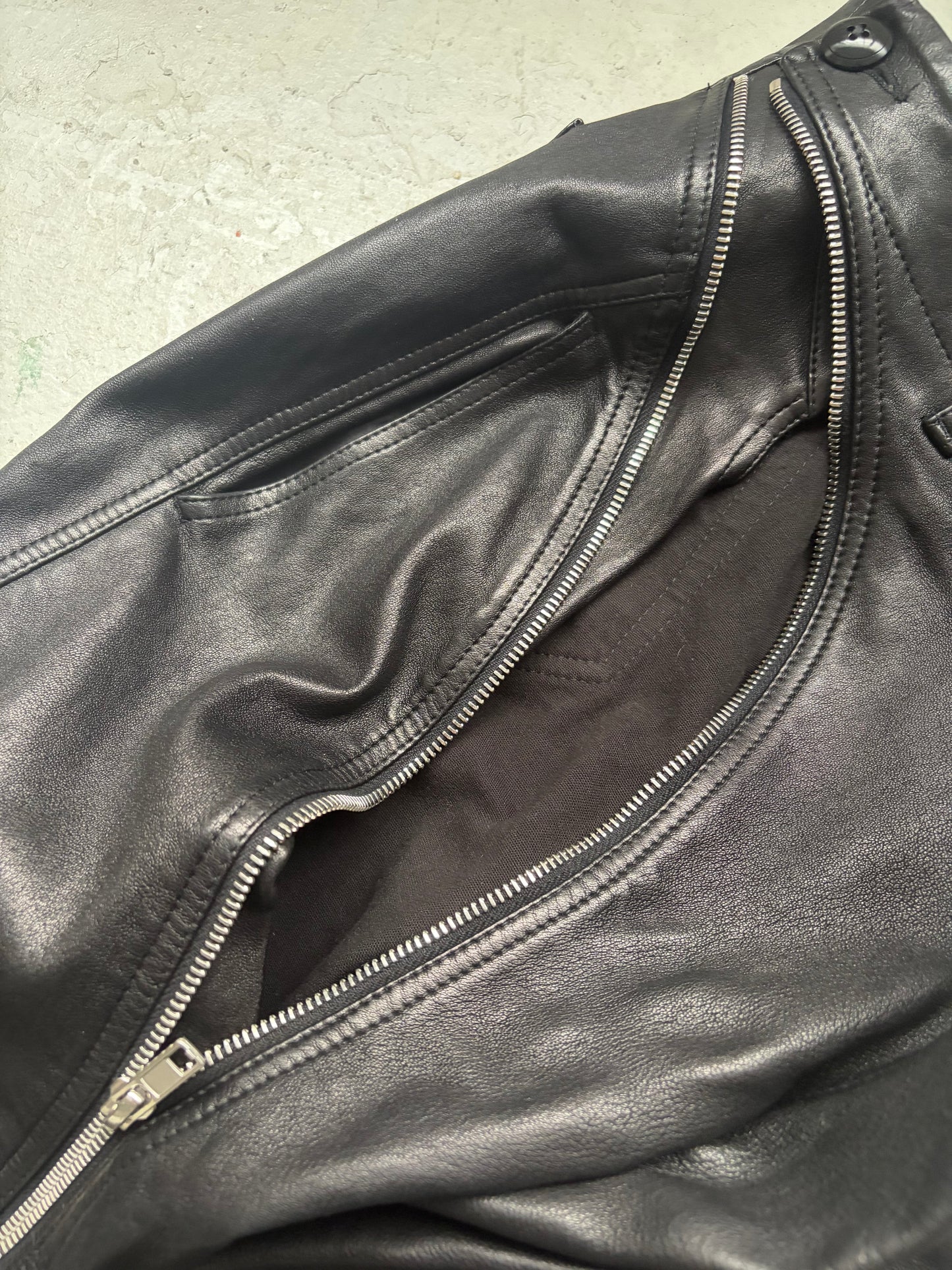 Rick Owens FW14 Moody Leather Aircut Jeans (40)