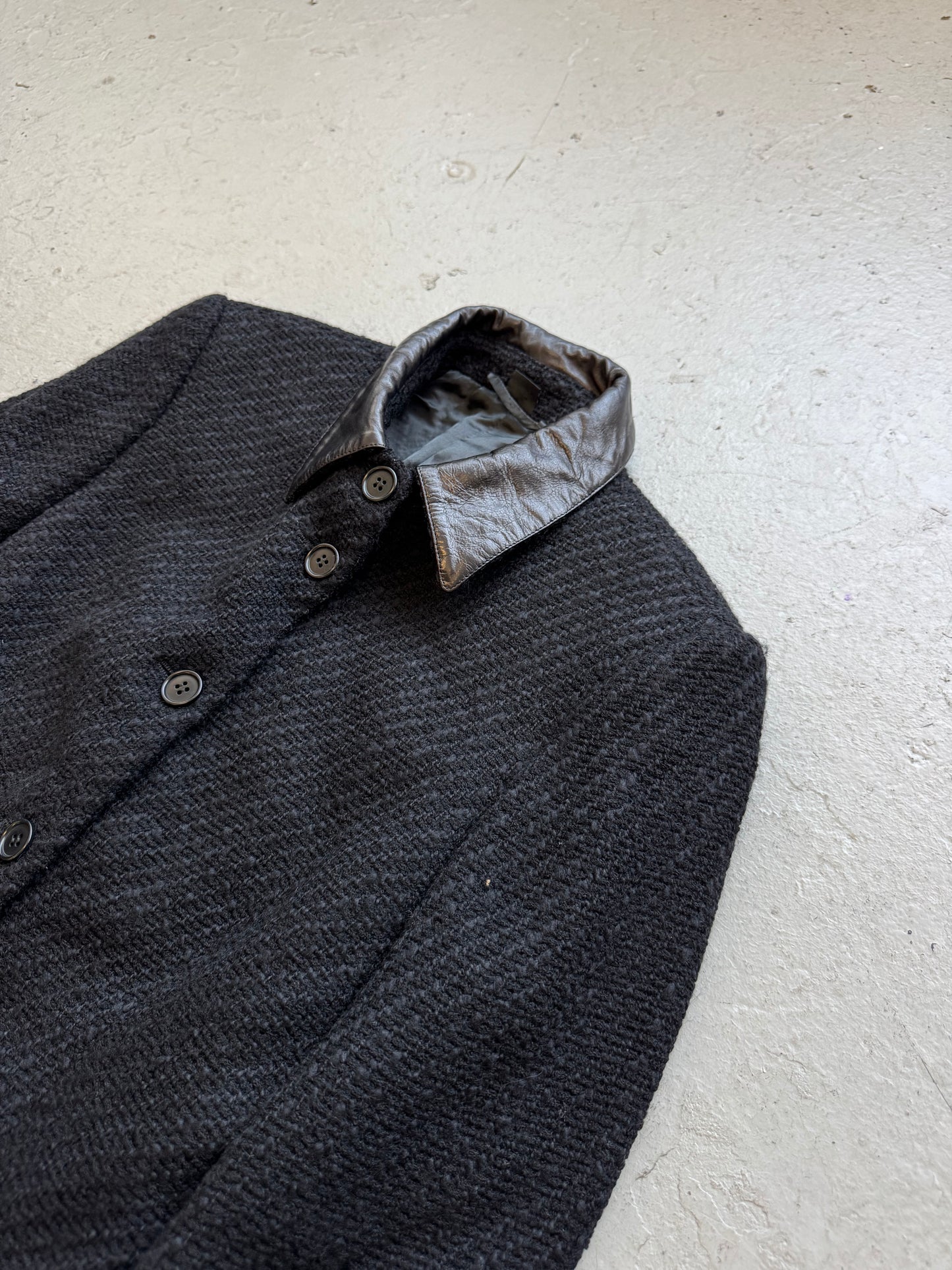 Helmut Lang AW01 Leather Collar Tweed Jacket (44)