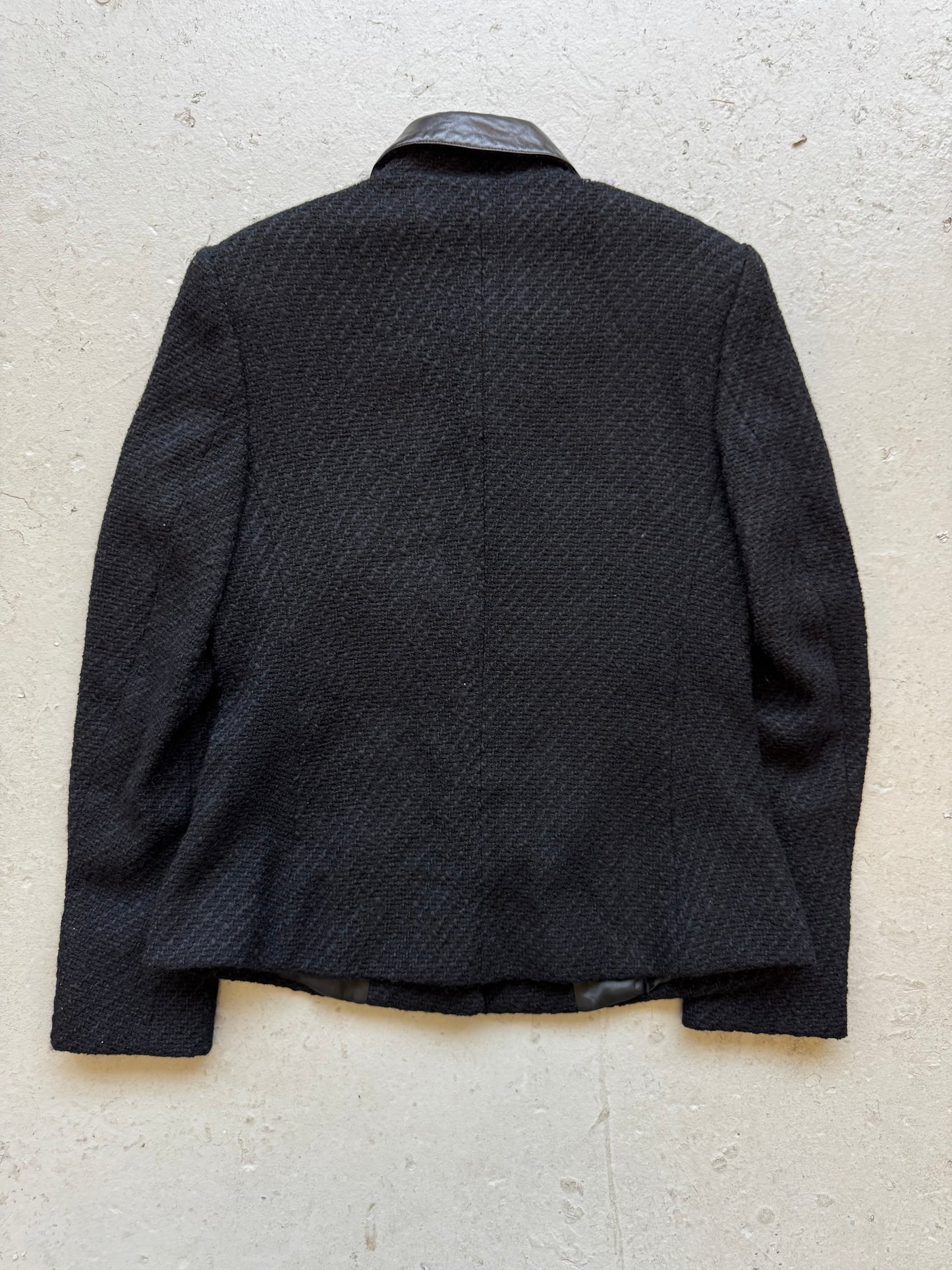 Helmut Lang AW01 Leather Collar Tweed Jacket (44)