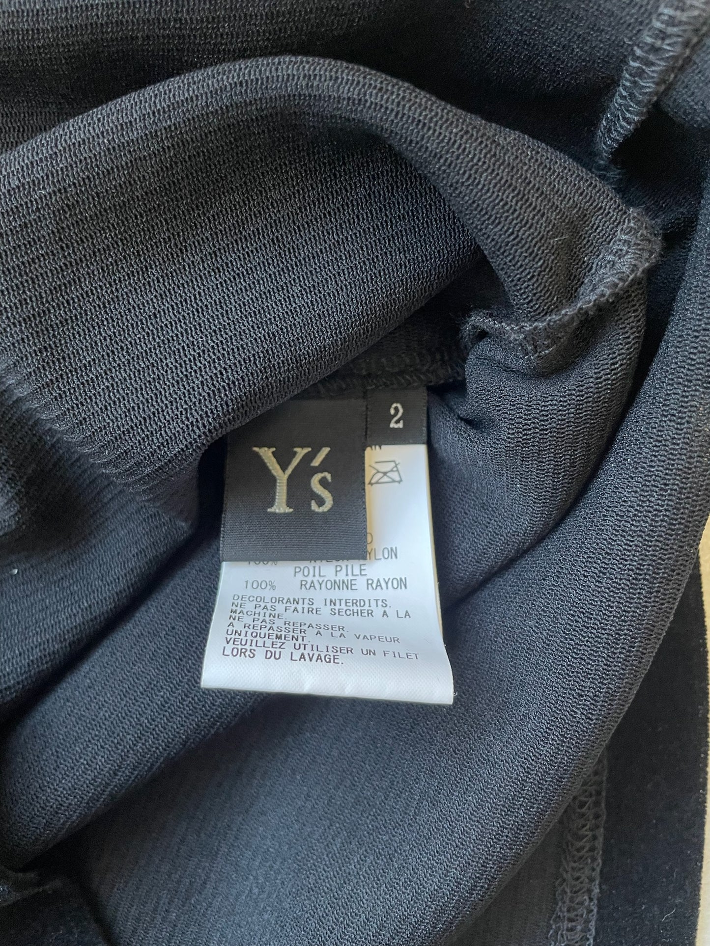 Y's by Yohji Yamamoto Velour Black Long Sleeve (2)