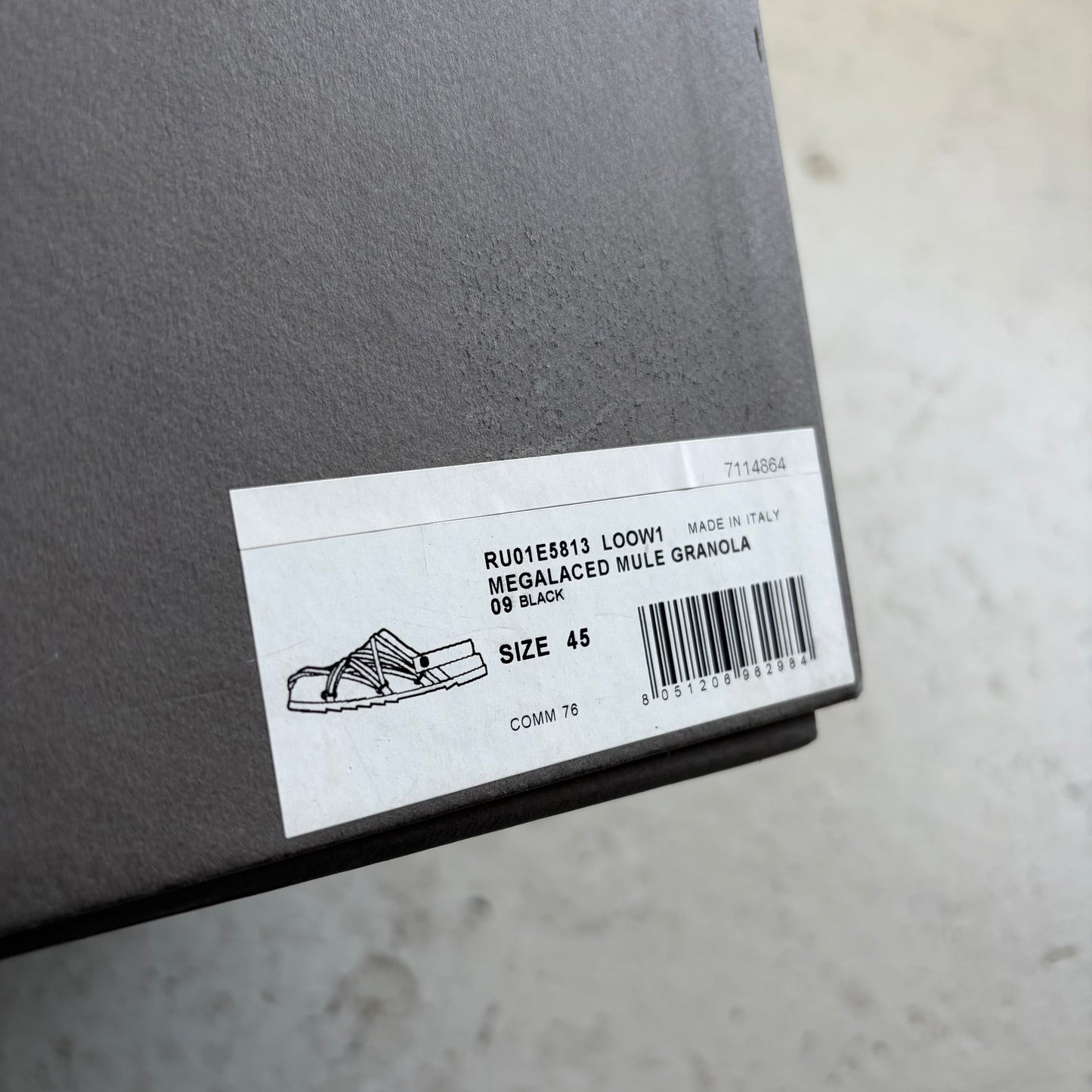 Rick Owens Black Megalaced Mule Granola (45)