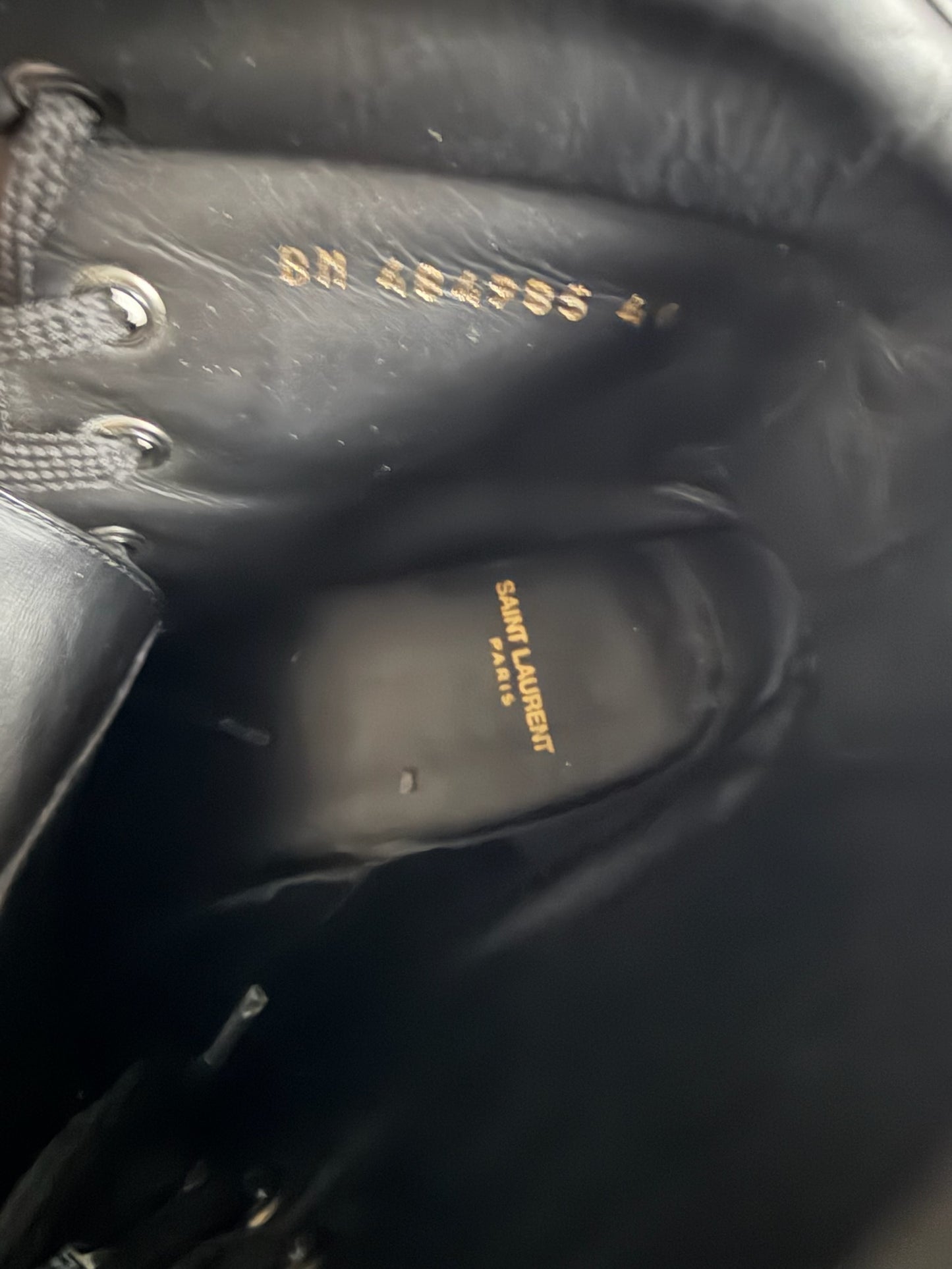 Saint Laurent Paris Leather William Whipstitch Combat Boot (46)