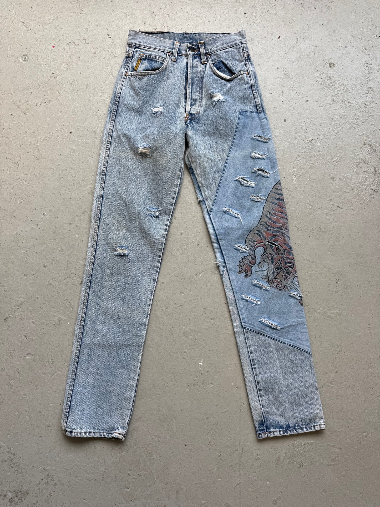 Armani Jeans 1990s Oriental Tiger Applique Washed Denim (30)