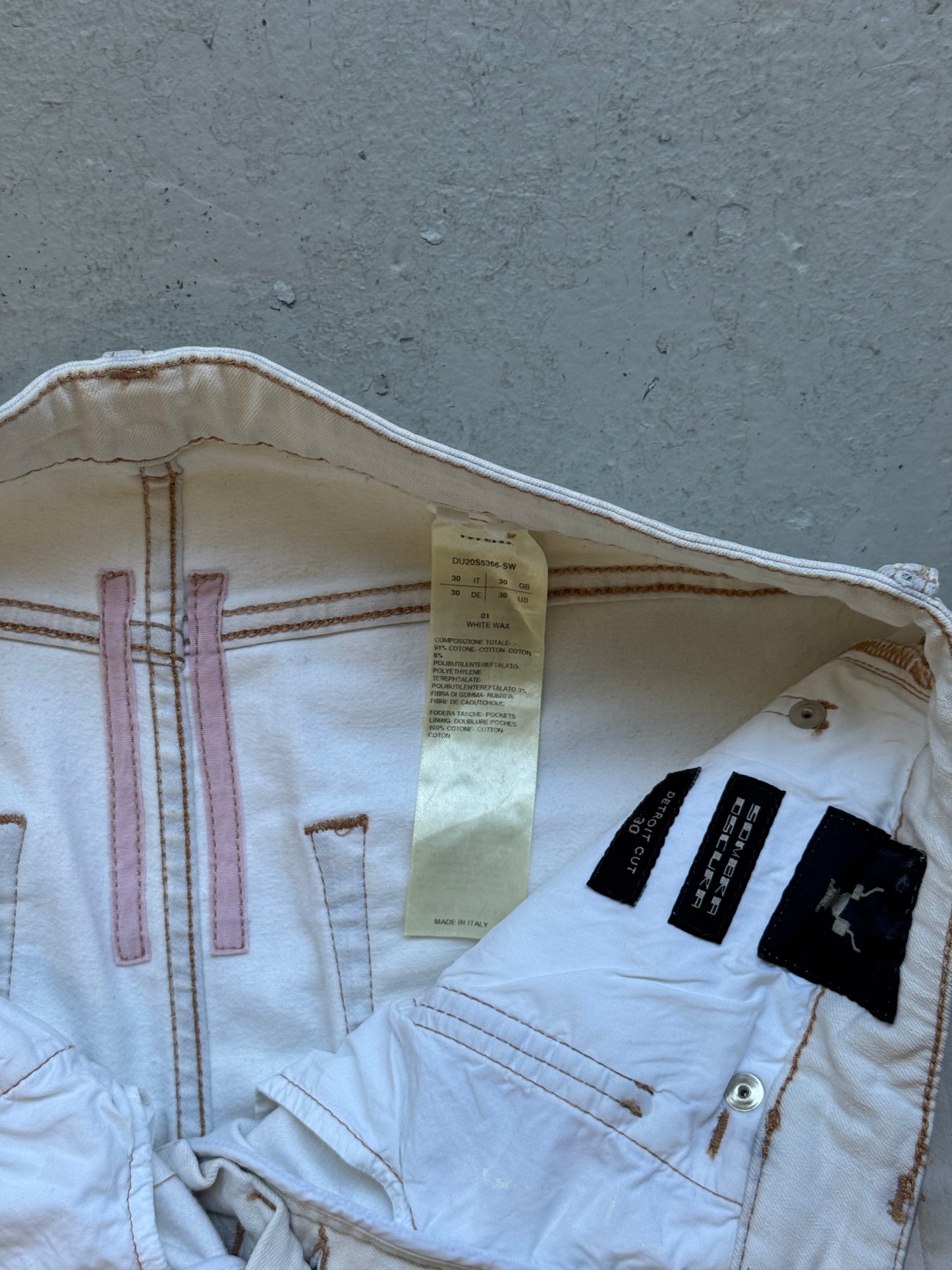 Rick Owens Drkshdw White Wax Detroit Cut Denim (30)