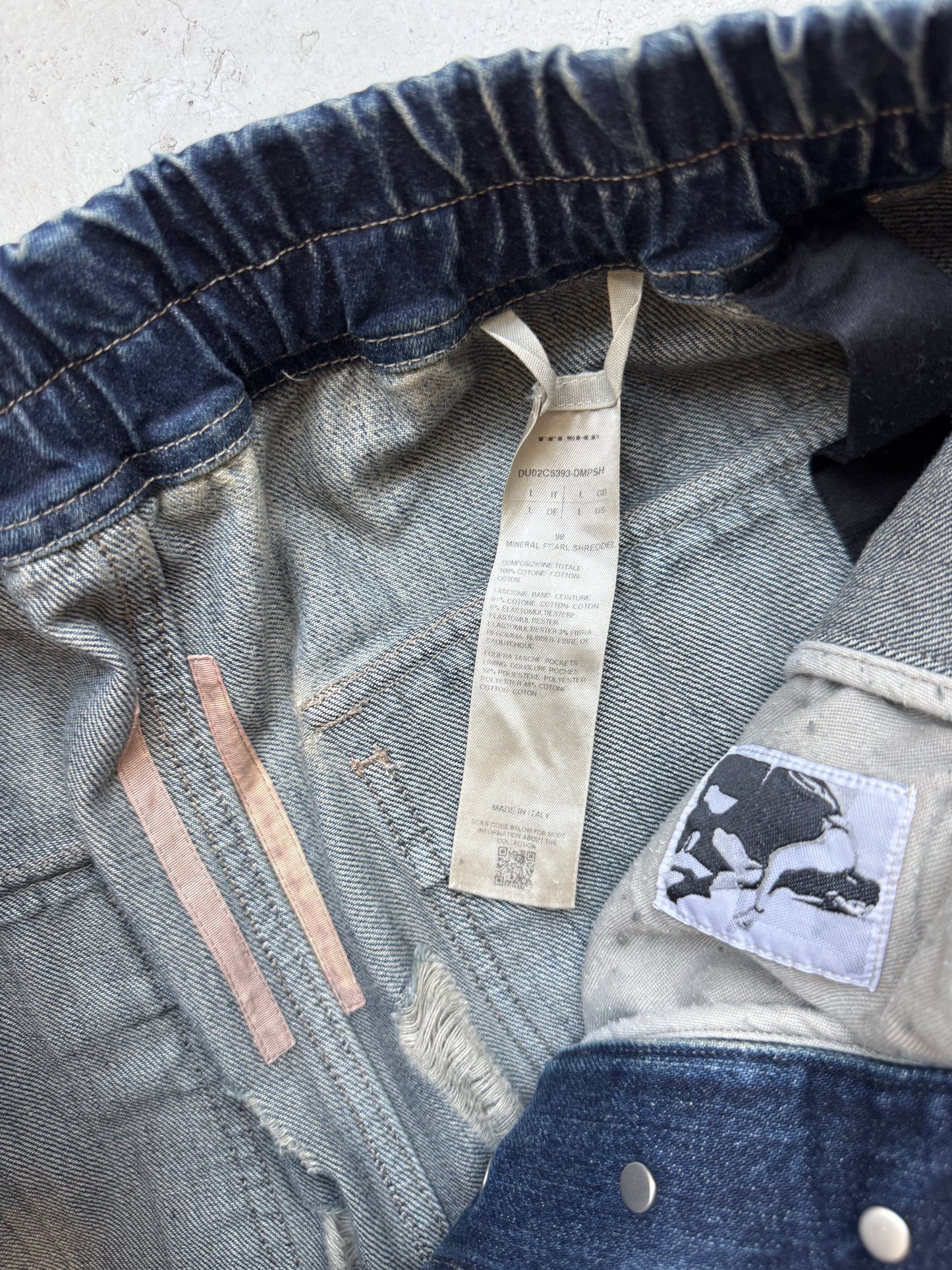 Rick Owens DRKSHDW "Slashed" Denim Mineral Pusher Pants (L)