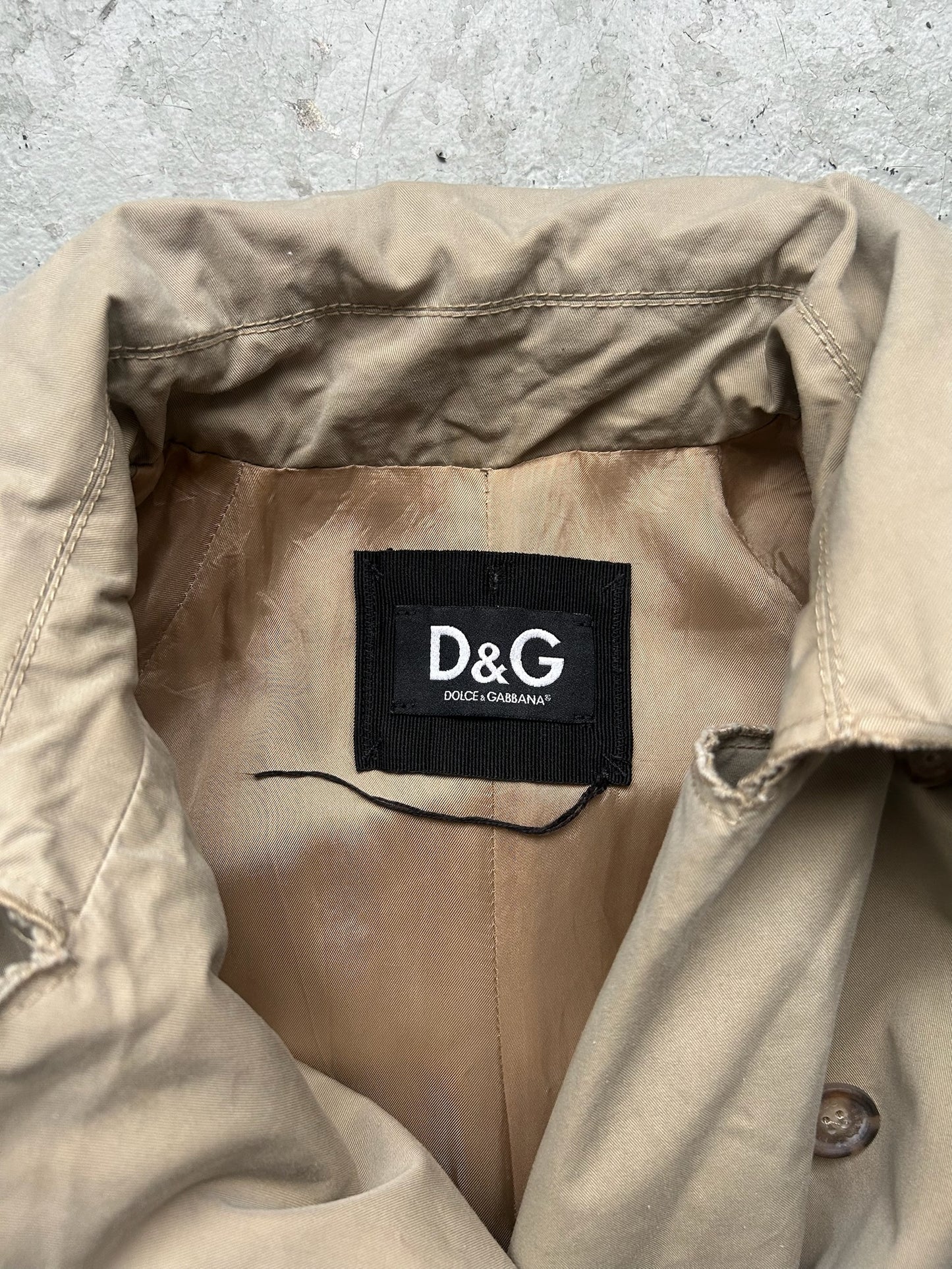 Dolce & Gabbana Khaki Double Brest Trench Coat (46)