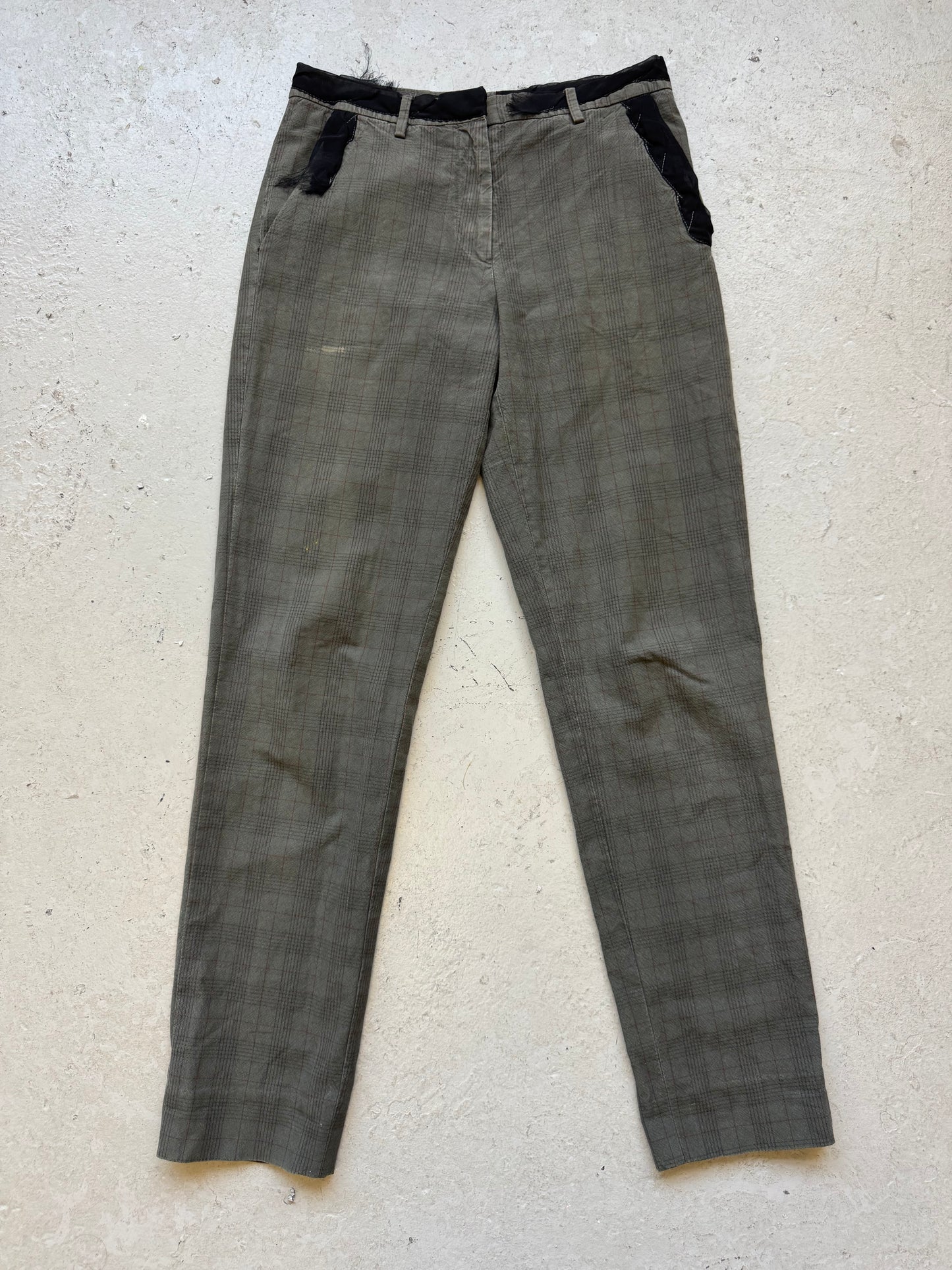 Maison Margiela Blank Label Green Plaid Trousers (29)