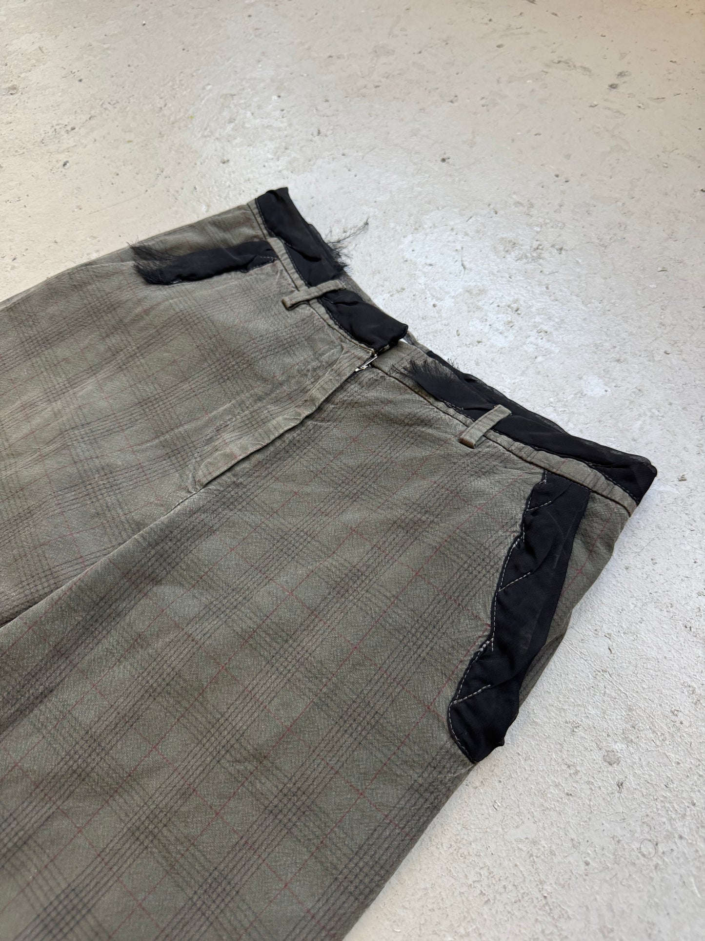 Maison Margiela Blank Label Green Plaid Trousers (29)