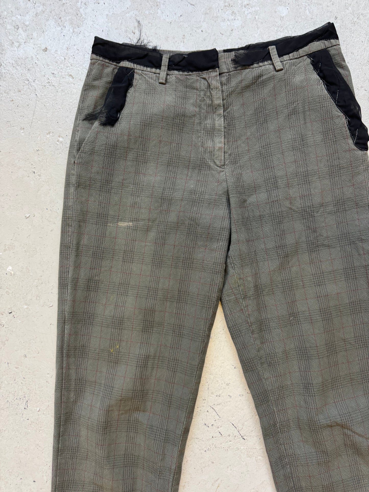 Maison Margiela Blank Label Green Plaid Trousers (29)