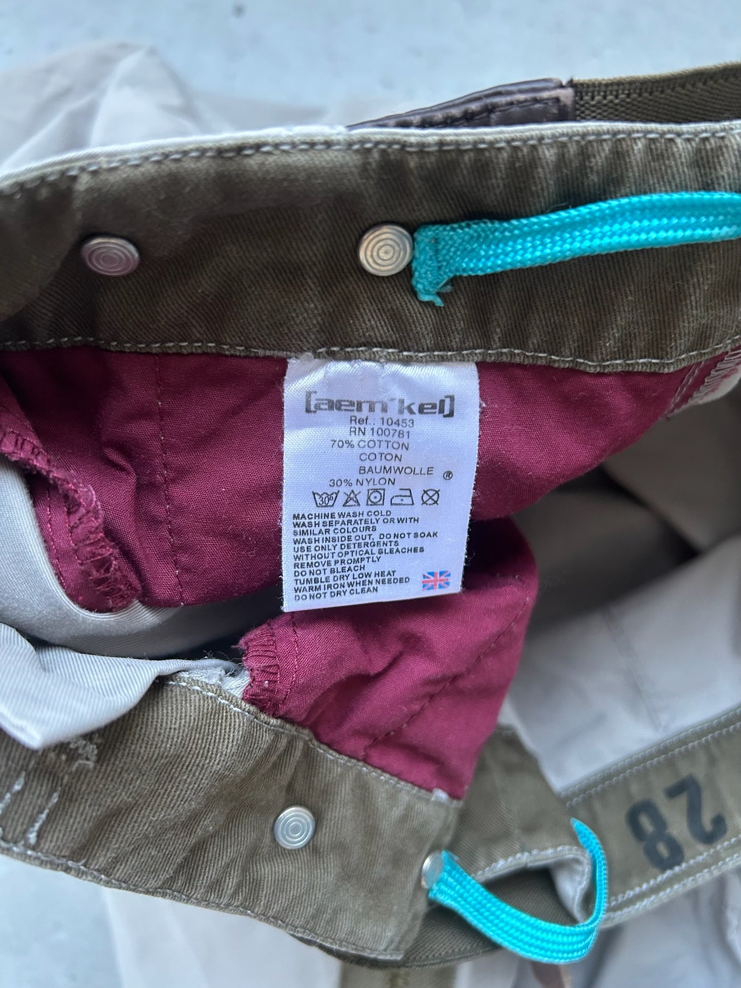 Aem'Kei Olive Side Zip Cotton Utility Pants (28)