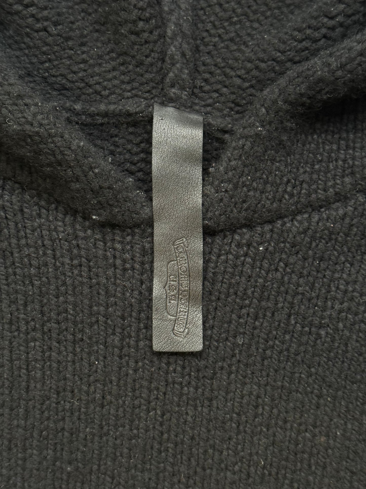 Chrome Hearts Black Cashmere Hoodie With Leather Hood Patch (L)