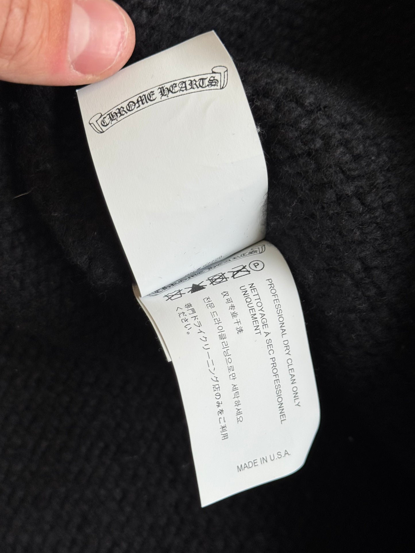Chrome Hearts Black Cashmere Hoodie With Leather Hood Patch (L)