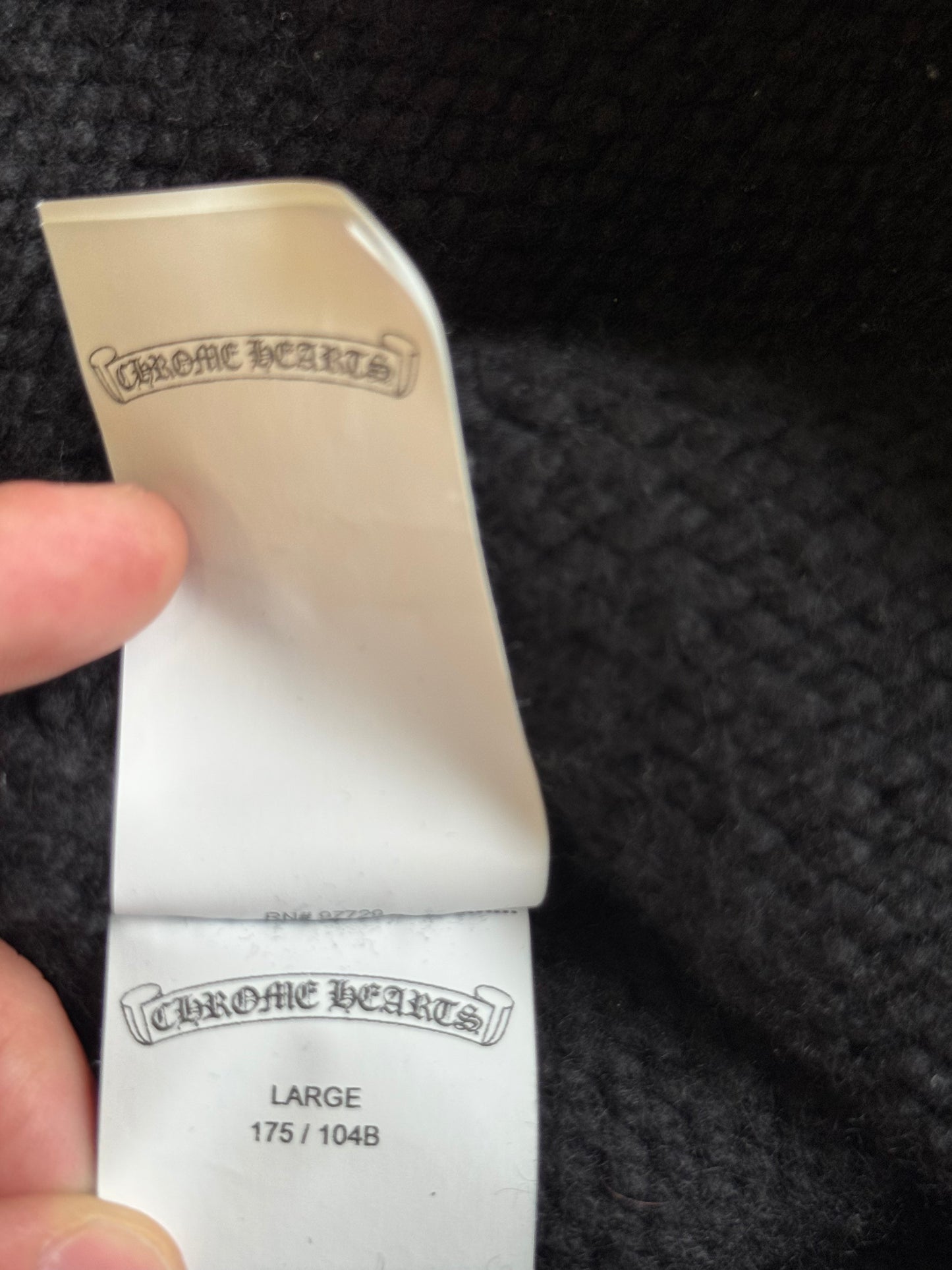 Chrome Hearts Black Cashmere Hoodie With Leather Hood Patch (L)