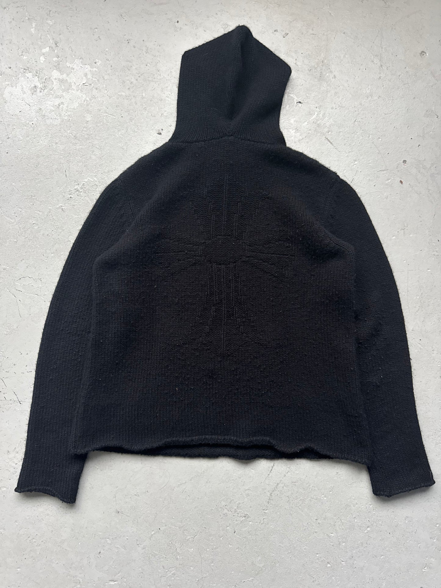 Chrome Hearts Black Cashmere Hoodie With Leather Hood Patch (L)