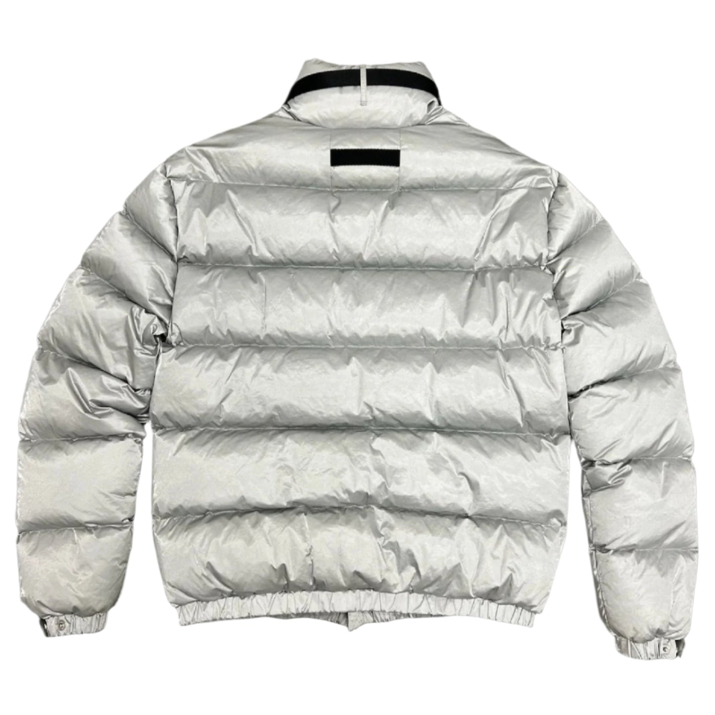 1017 9SM Alyx Silver Puffer Roller Coaster Buckle Coat (M)