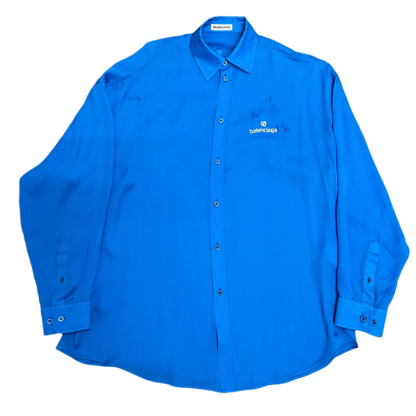 Balenciaga Blue Soccer Logo Button Up (L)