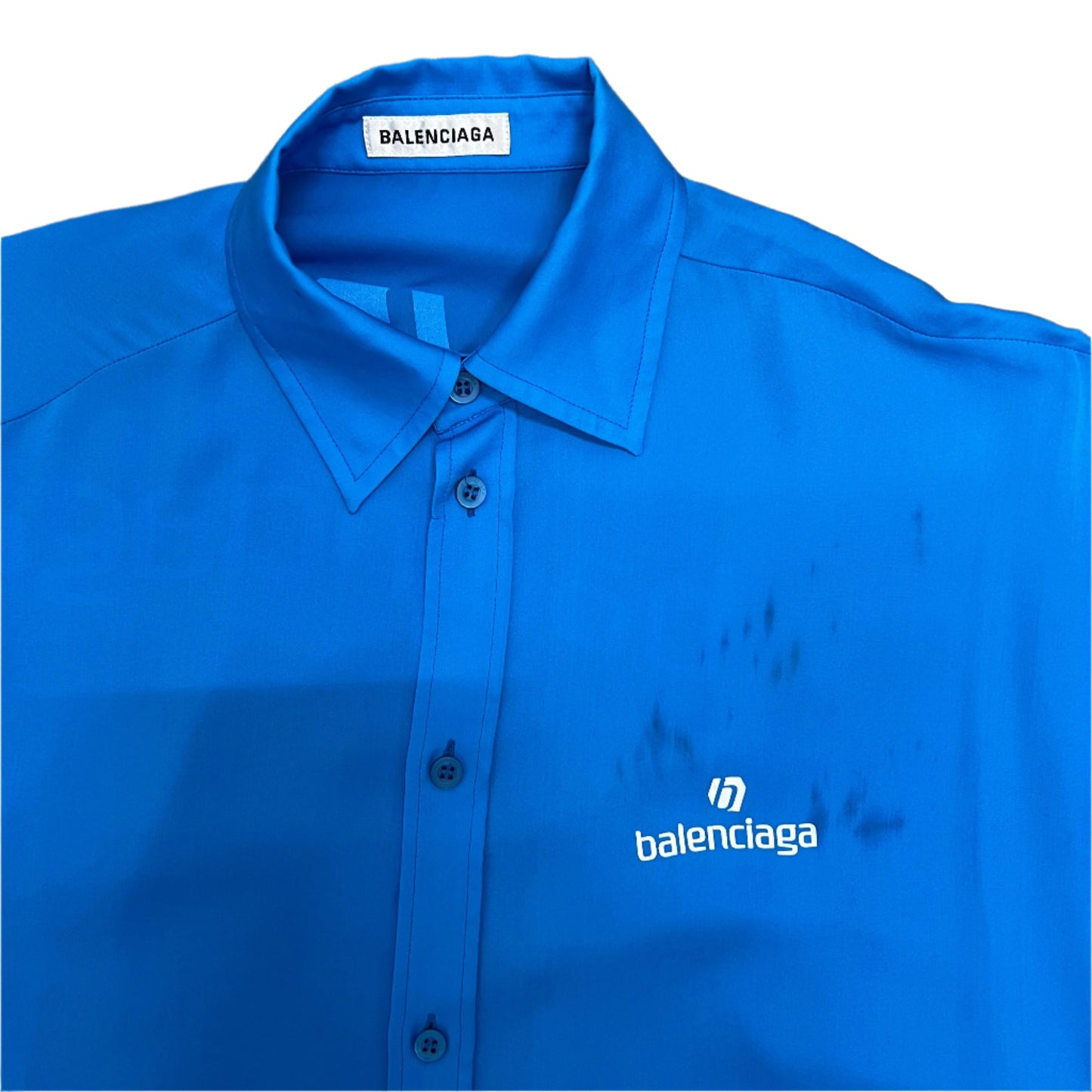 Balenciaga Blue Soccer Logo Button Up (L)