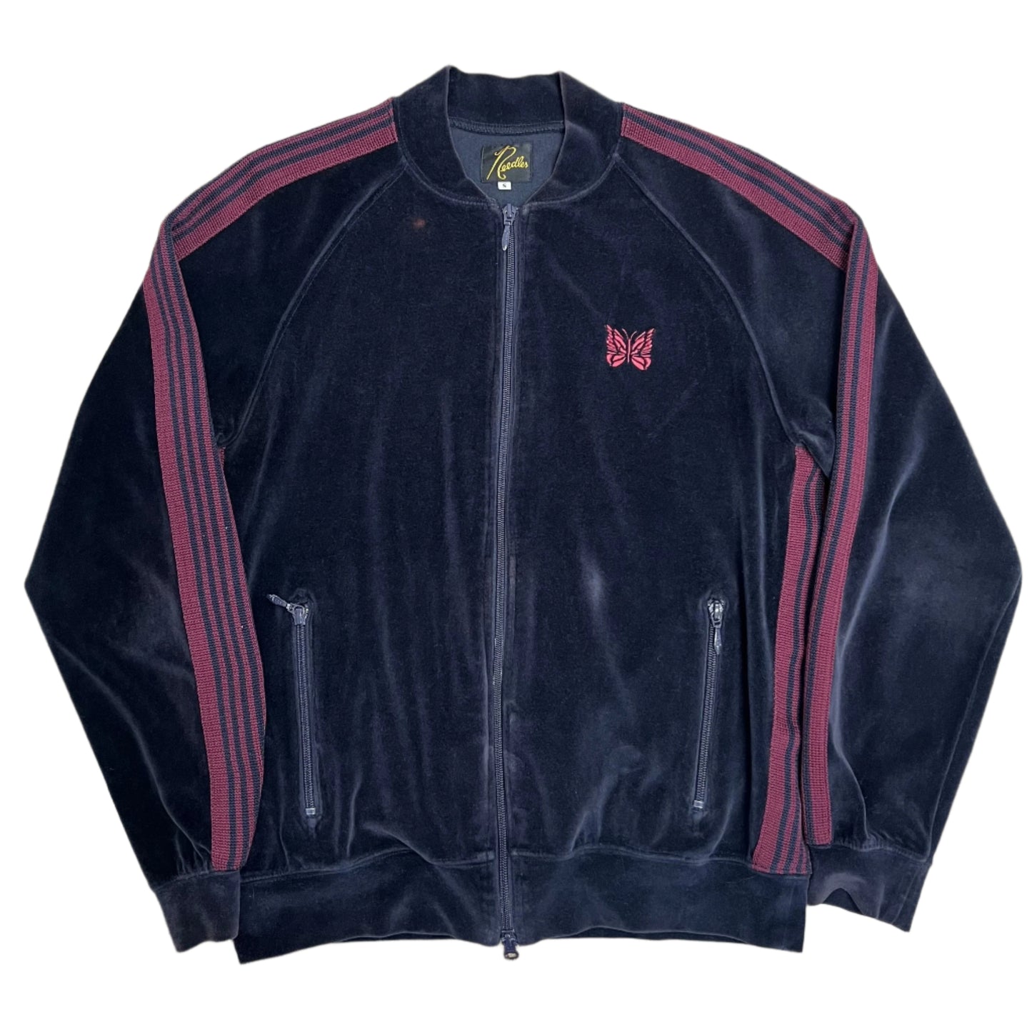 Needles Velour Maroon Stripe Track Jacket (S)