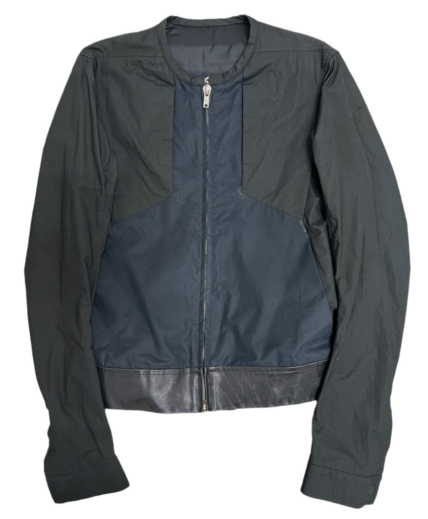 Rick Owens Mainline Zip Up with Leather Patches (S)